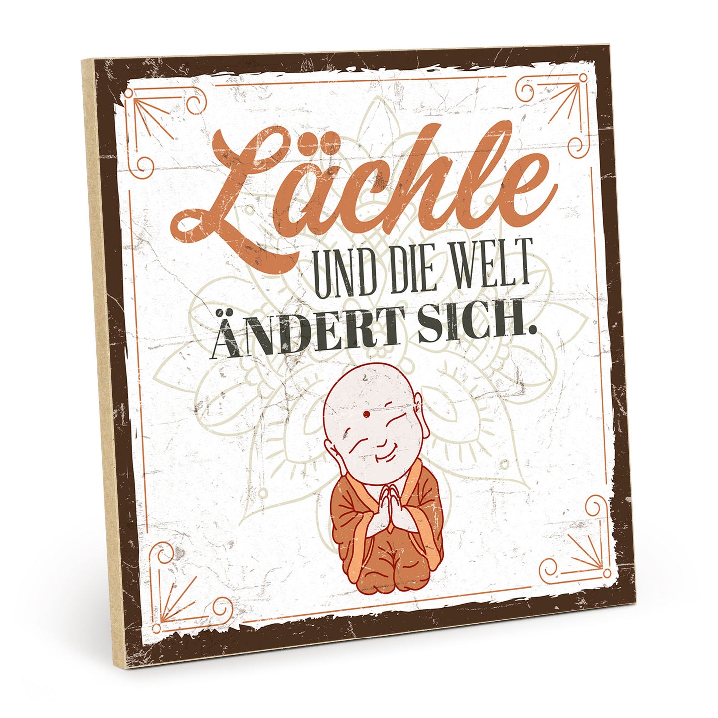 Holzschild mit Spruch - Lächle und die Welt ändert sich – HS-QN-00635