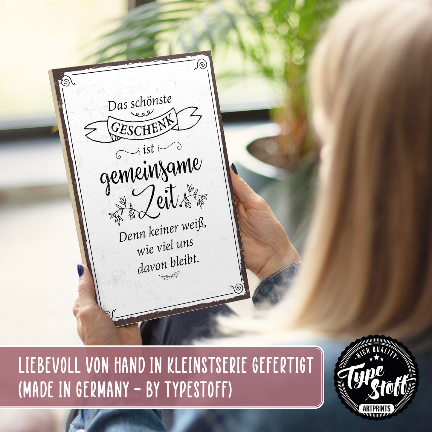 Holzschild mit Spruch - Liebe Freundschaft - gemeinsame Zeit - HS-GH-00639