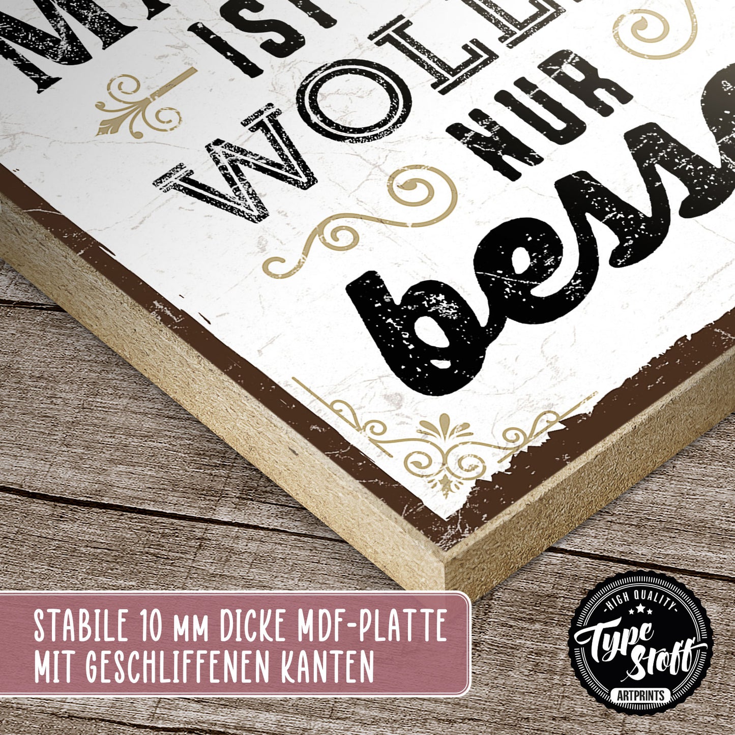 Holzschild mit Spruch - Machen ist wie wollen nur besser – HS-QN-00641