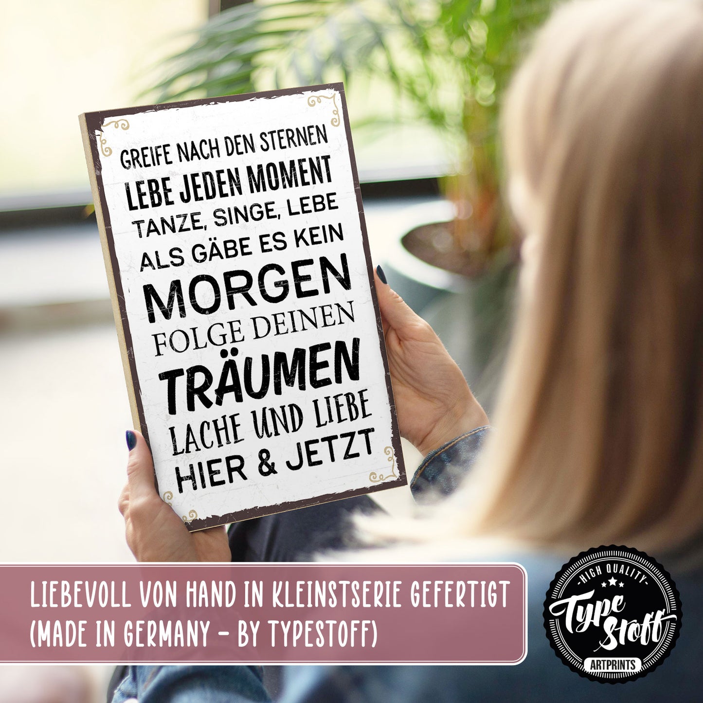 Holzschild mit Spruch - Hygge - Greife nach den Sternen – HS-GH-00644