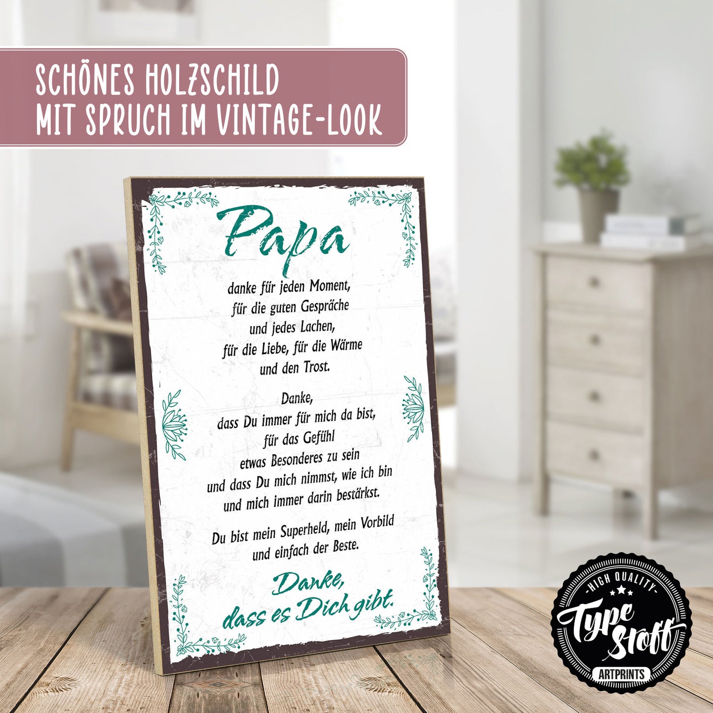 Holzschild mit Spruch - Danke Papa – HS-GH-00674