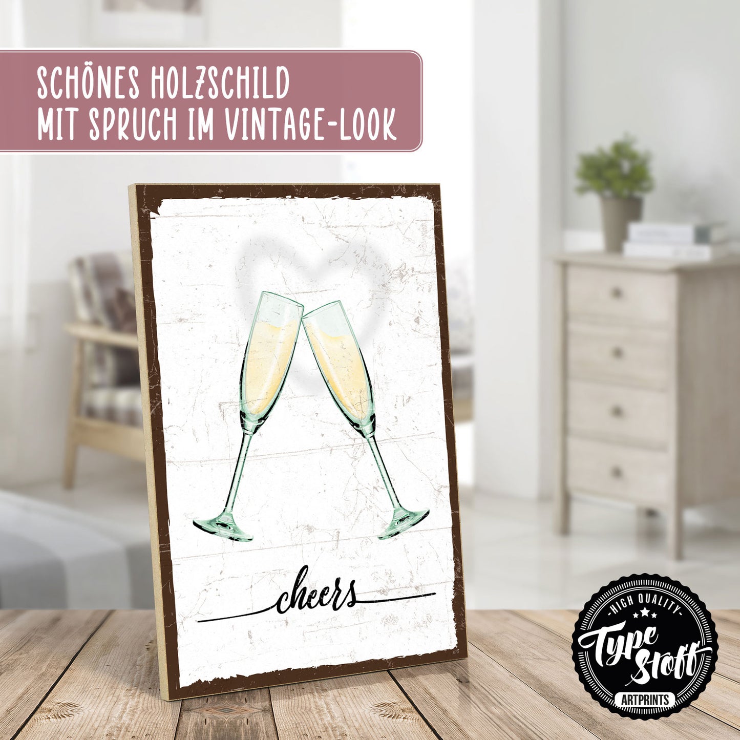 Holzschild mit Spruch - Cheers -Prost – HS-GH-00679