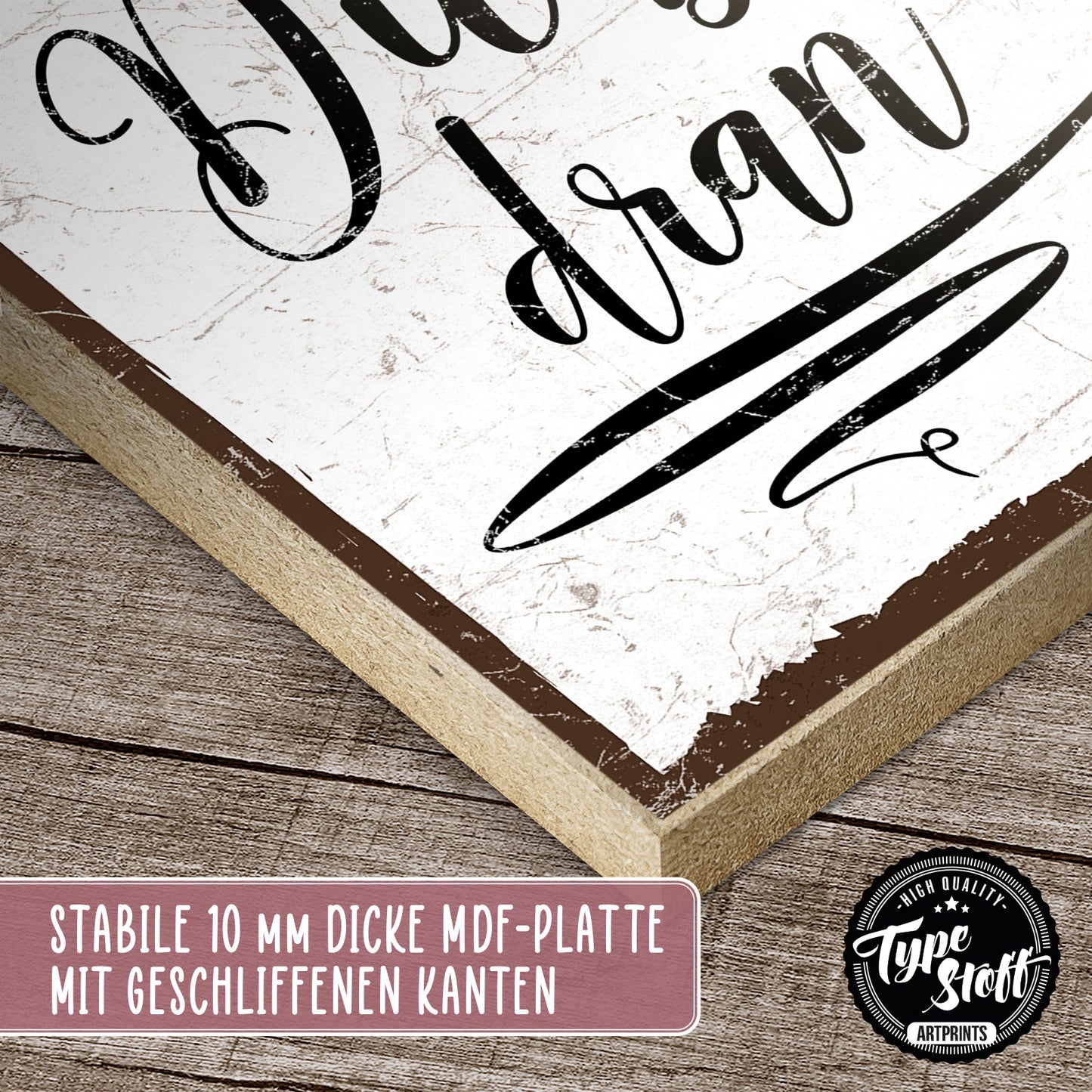 Holzschild mit Spruch - Hygge - Manchmal flüstert das Glück – HS-QN-00688