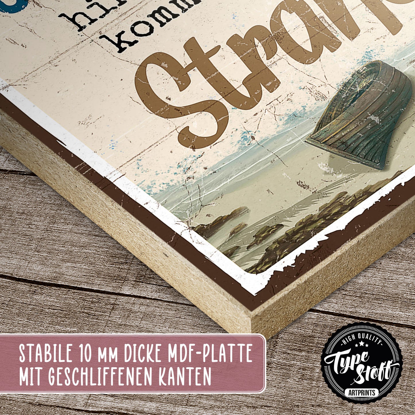 Holzschild mit Spruch - Ebbe oder Flut - Meer und Strand – HS-GH-00691