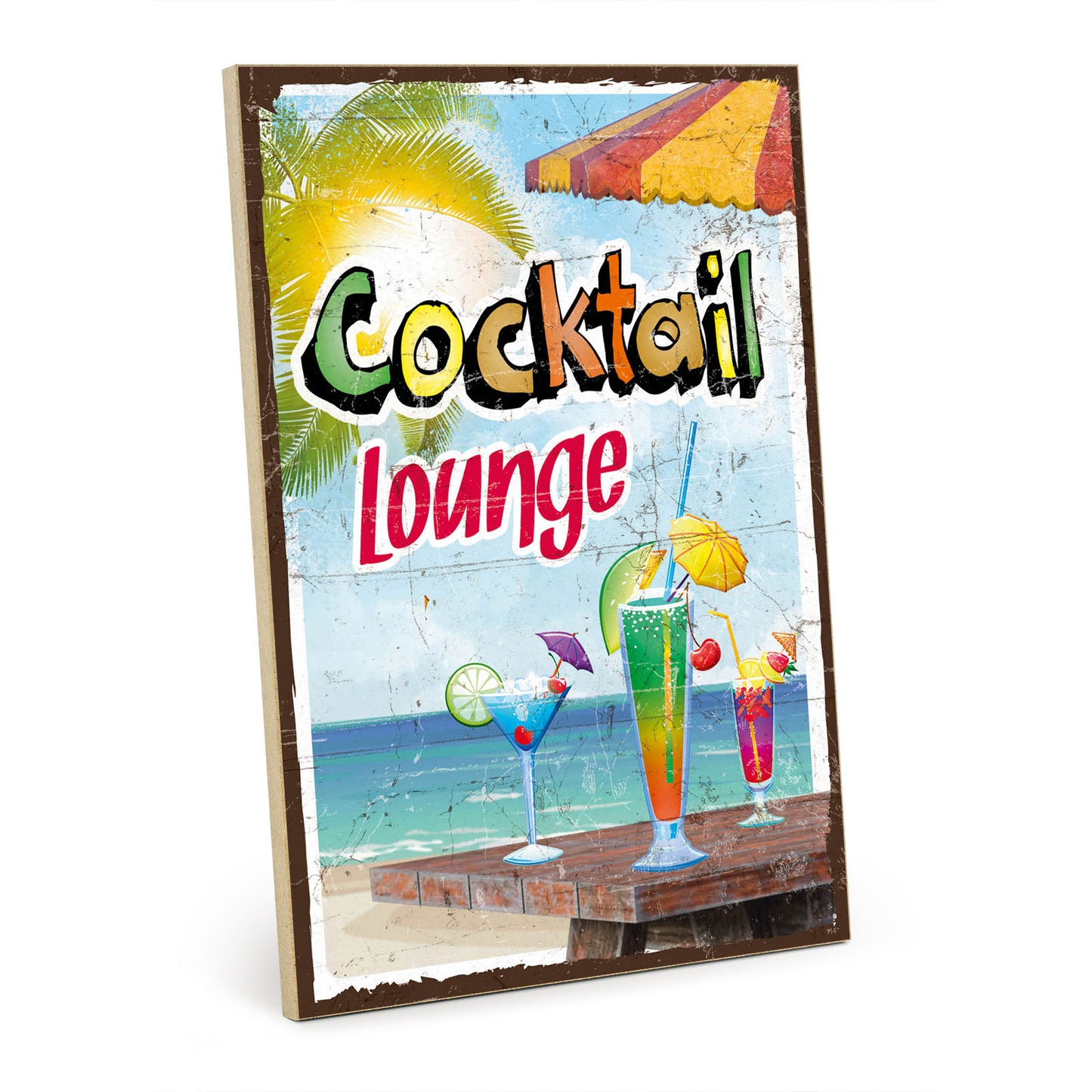 Holzschild mit Spruch - Cocktail-Lounge und Alkohol – HS-GH-00718
