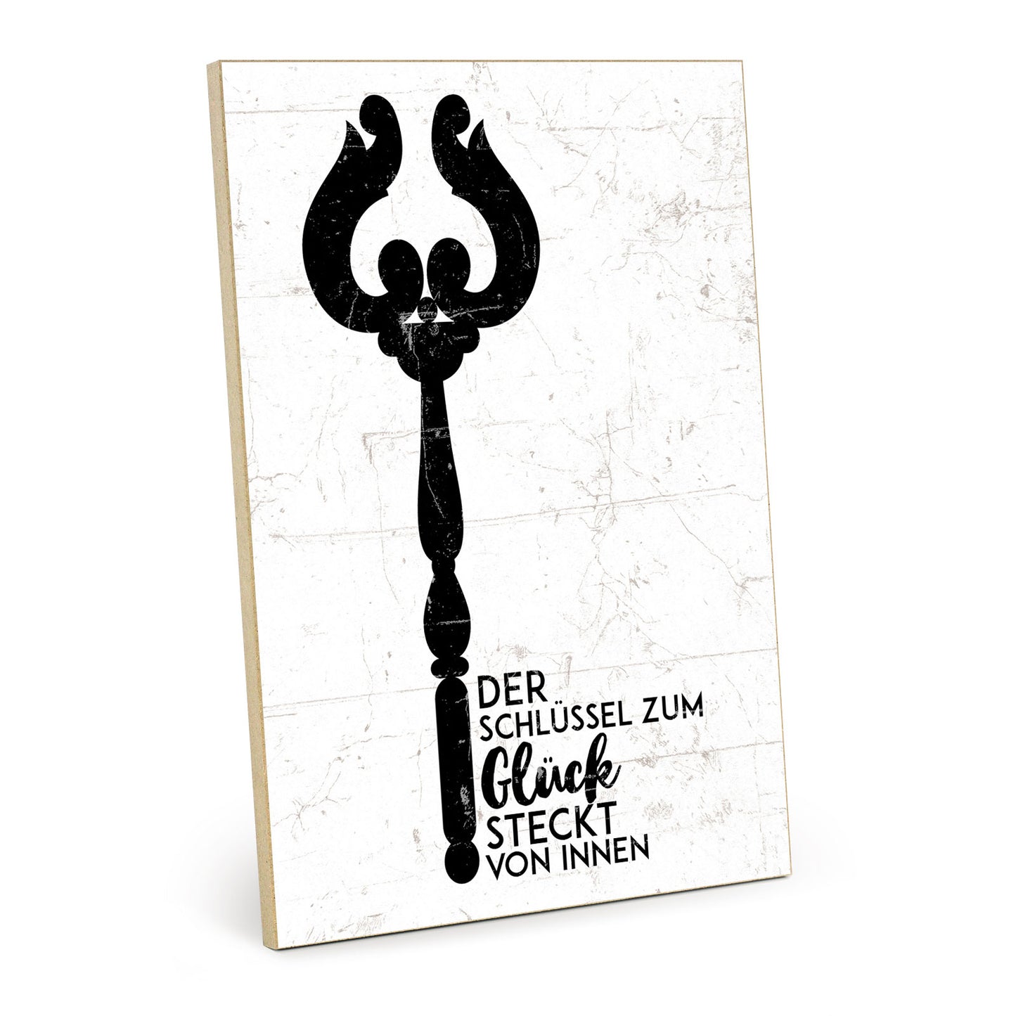 Holzschild mit Spruch - Glück - Schlüssel von Innen – HS-GH-00742
