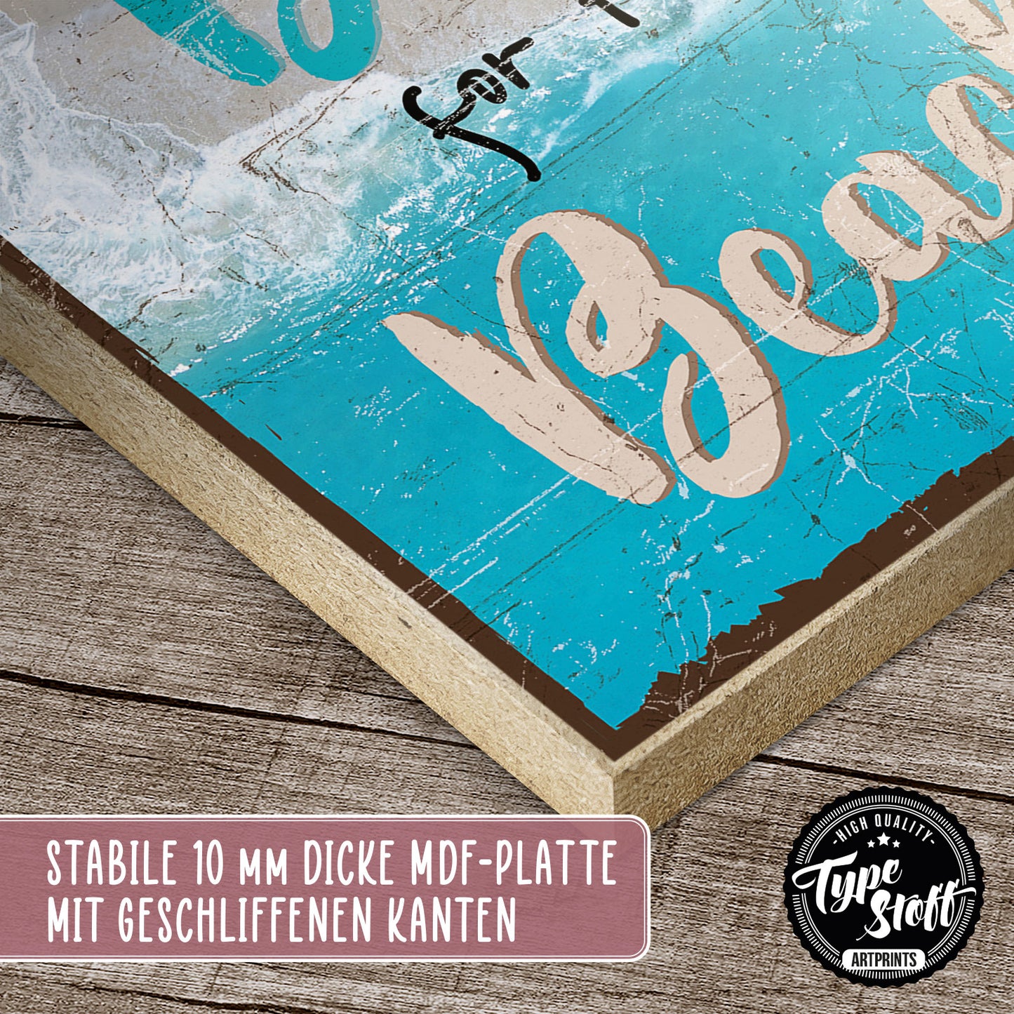 Holzschild mit Spruch - Urlaub - Born for the beach – HS-QN-00743