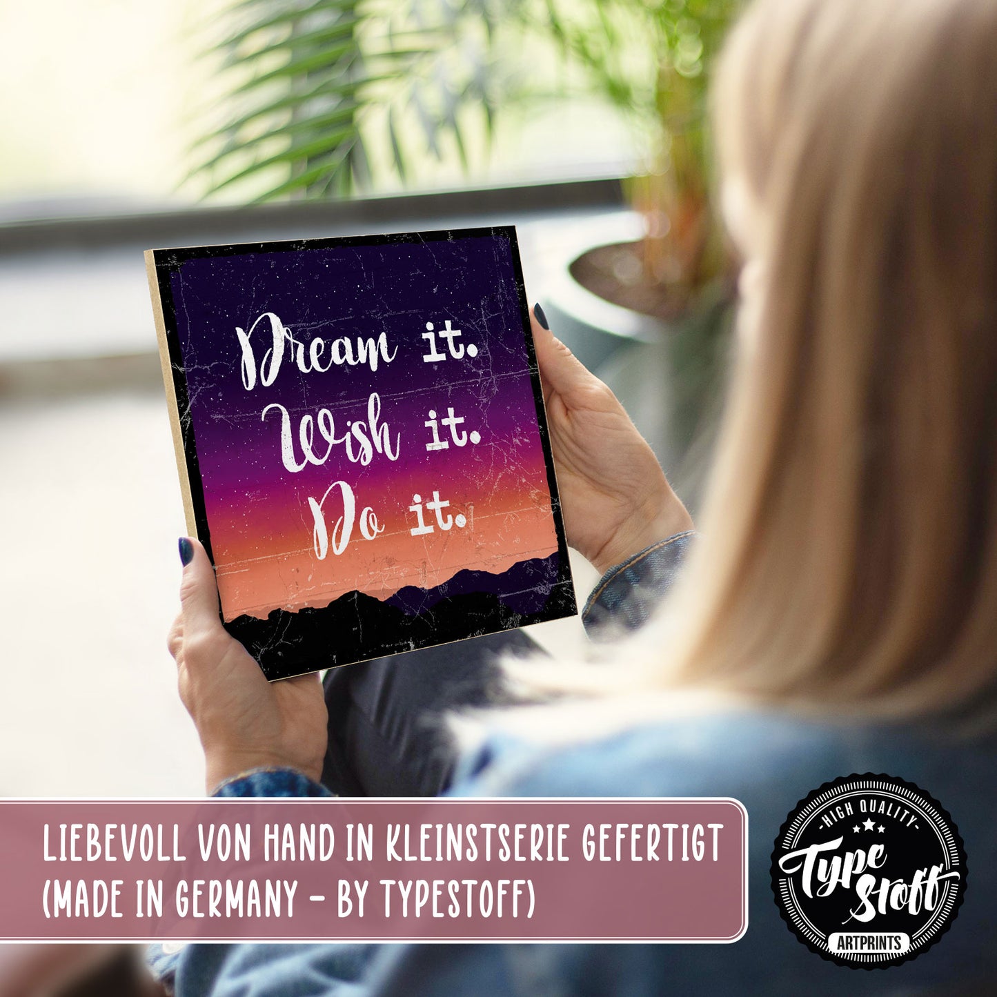 Holzschild mit Spruch - Motivation - Dream it - Do it – HS-QN-00755