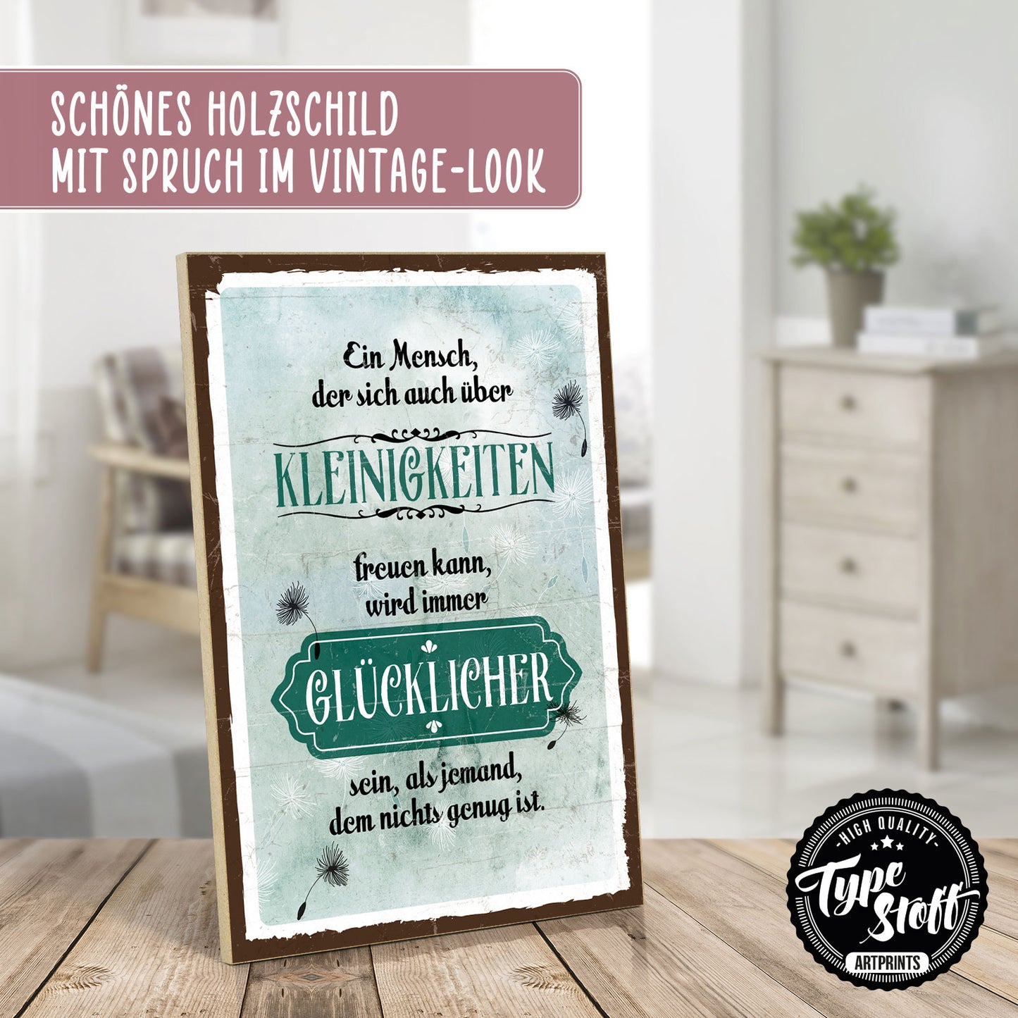 Holzschild mit Spruch - Hygge - Kleinigkeiten - Glück – HS-GH-00759