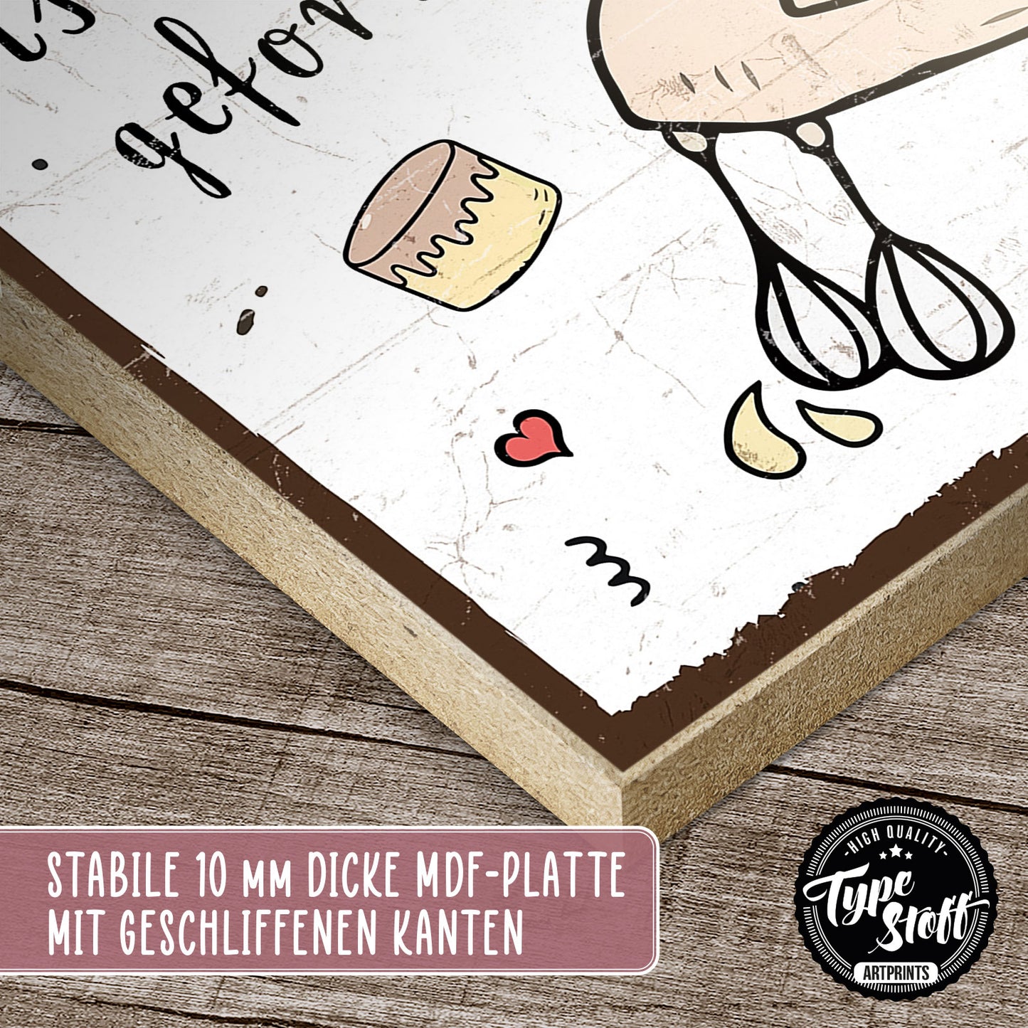 Holzschild mit Spruch - Küche - Backen - Teig - Liebe – HS-GH-00775