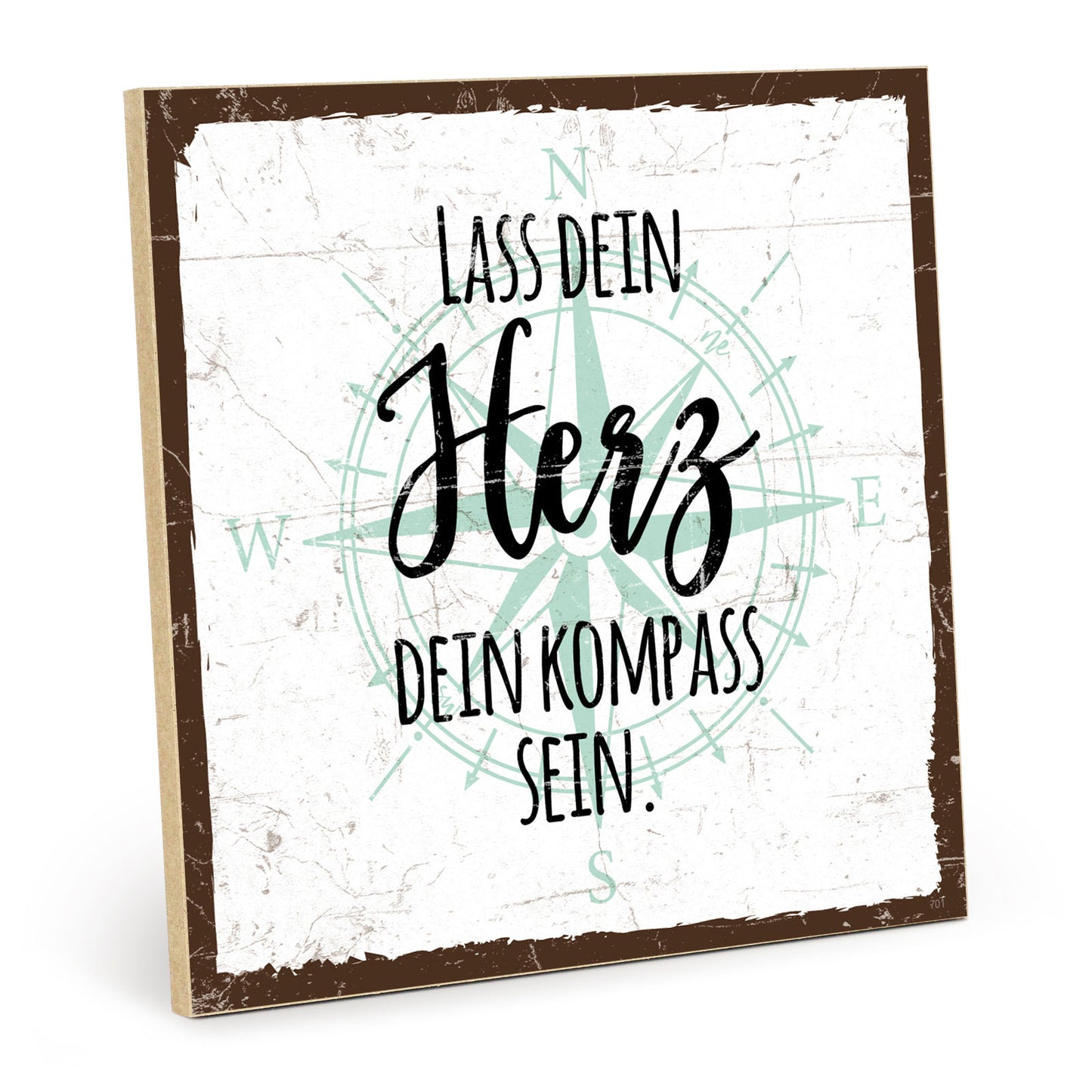 Holzschild mit Spruch - Hygge - Herz - Kompass – HS-QN-00802