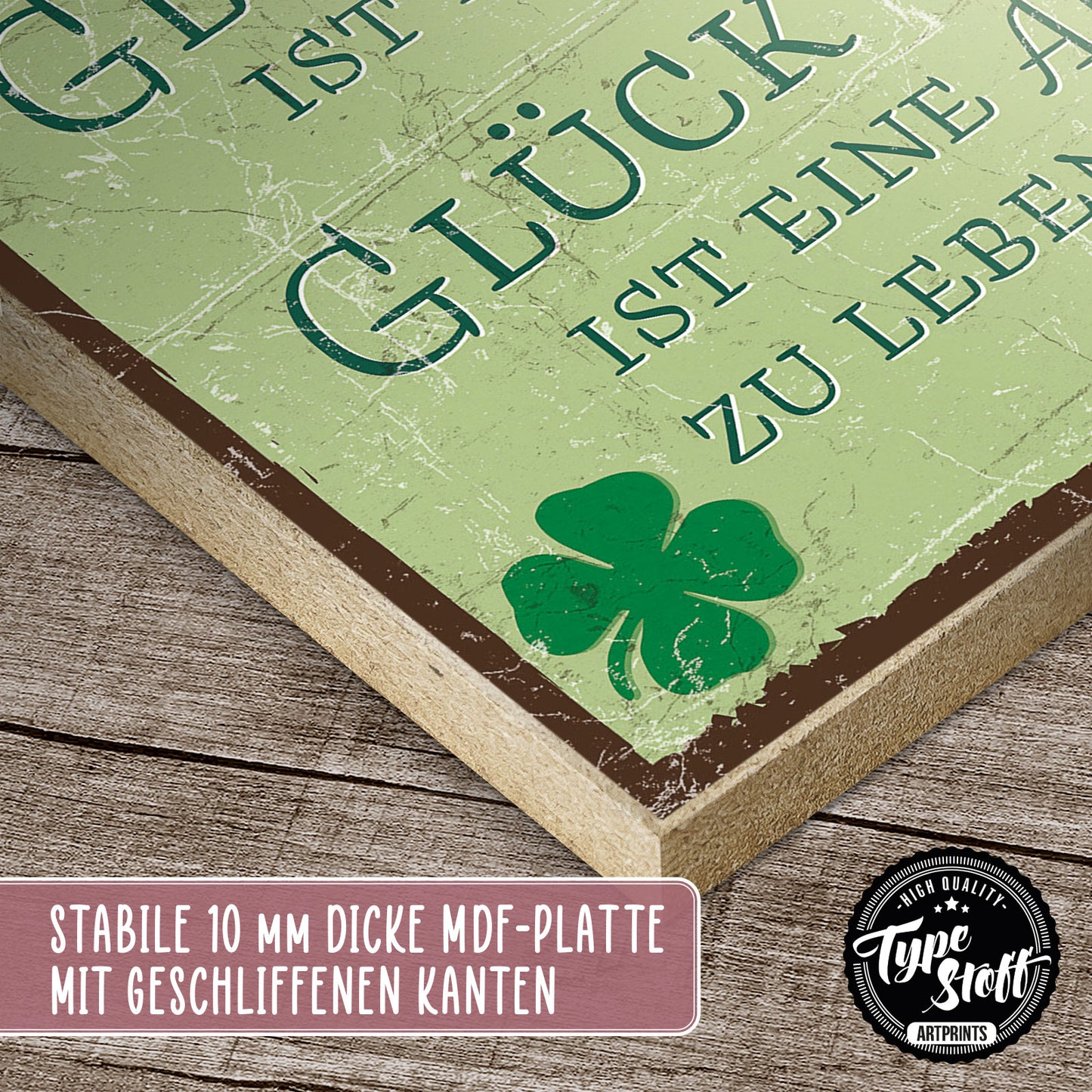 Holzschild mit Spruch - Hygge - Glück ist eine Art zu leben – HS-QN-00804