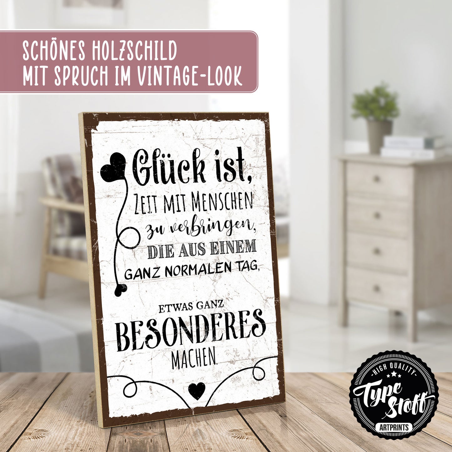 Holzschild mit Spruch - Glück – GH/XH-00810