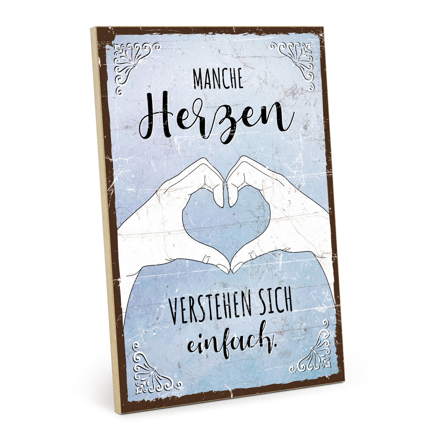 Holzschild mit Spruch - Freunde - Herzen verstehen sich – HS-GH-00829
