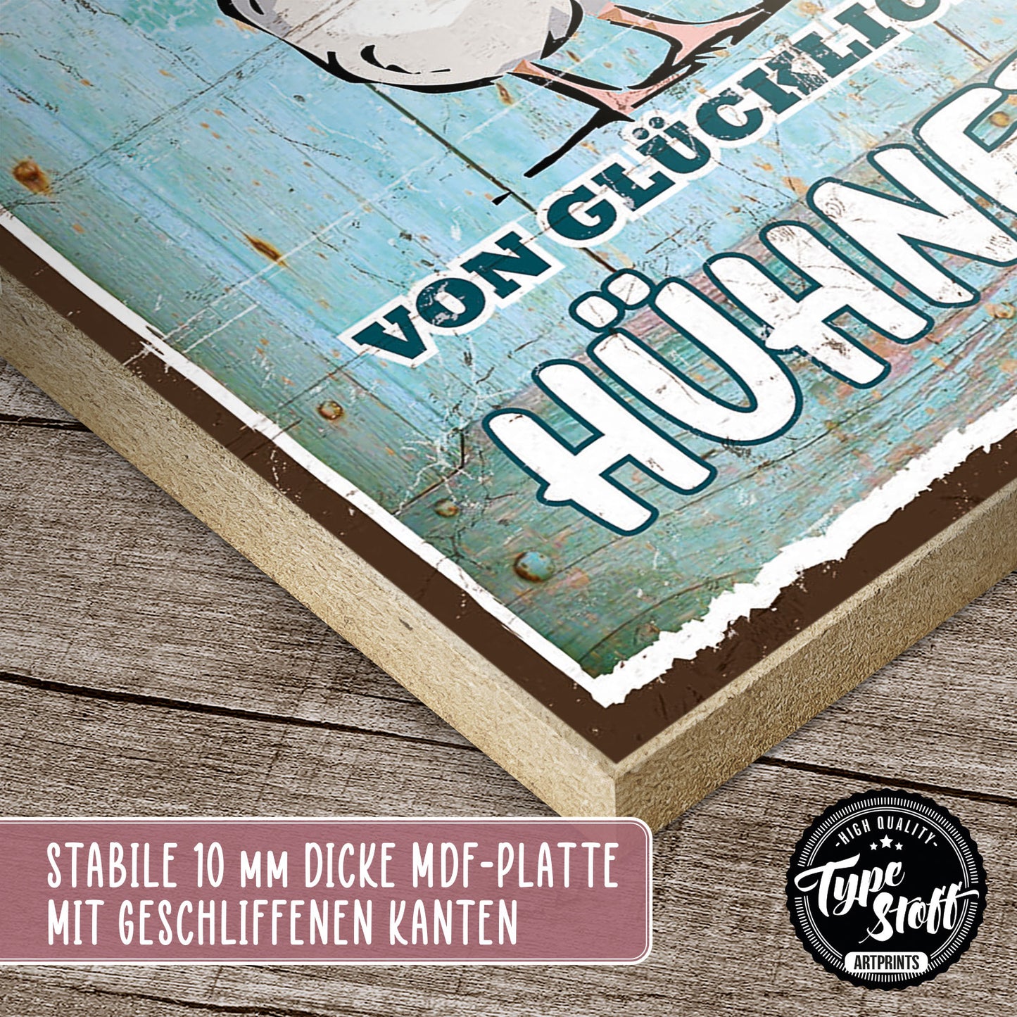 Holzschild mit Spruch - frische Eier - glückliche Hühner – HS-GH-00846