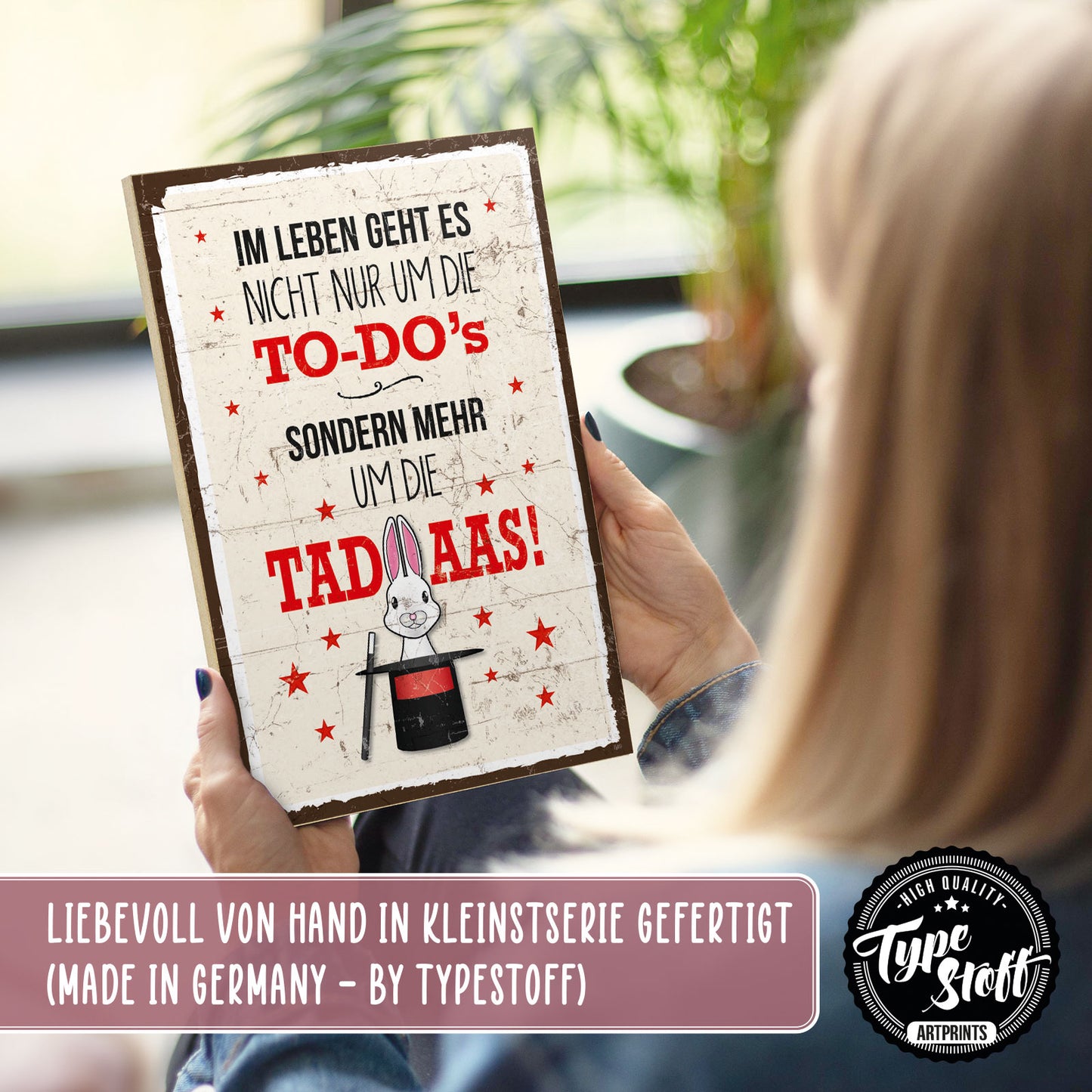 Holzschild mit Spruch - Hygge - To do und Tada – HS-GH-00849