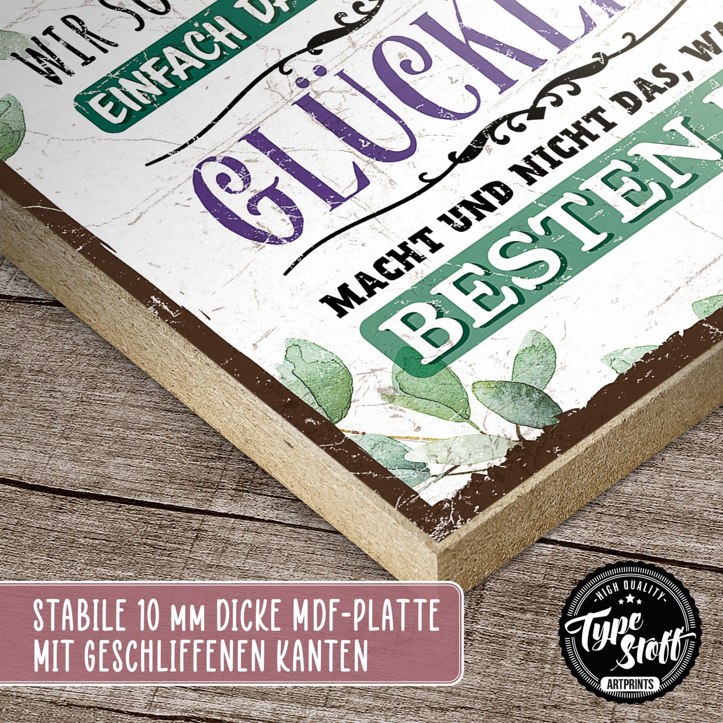 Holzschild mit Spruch - Hygge - Tun was uns glücklich macht – HS-QN-00867