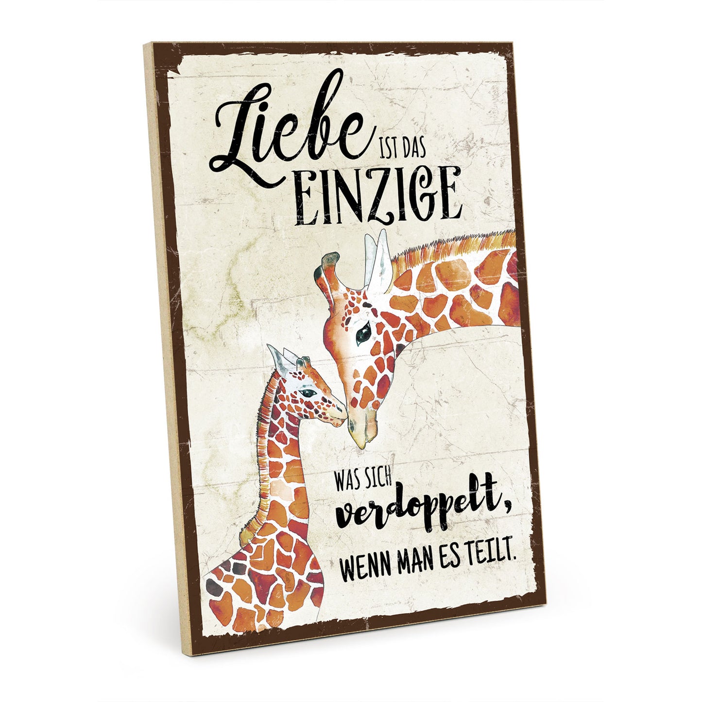 Holzschild mit Spruch - Liebe verdoppelt sich beim teilen – HS-GH-00876