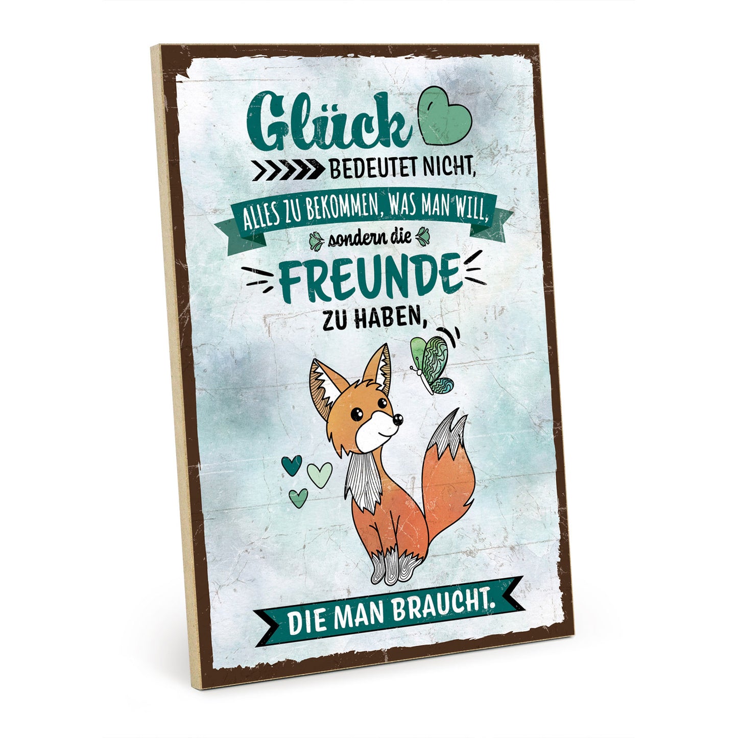 Holzschild mit Spruch - Freunde und Zufriedenheit – HS-GH-00885