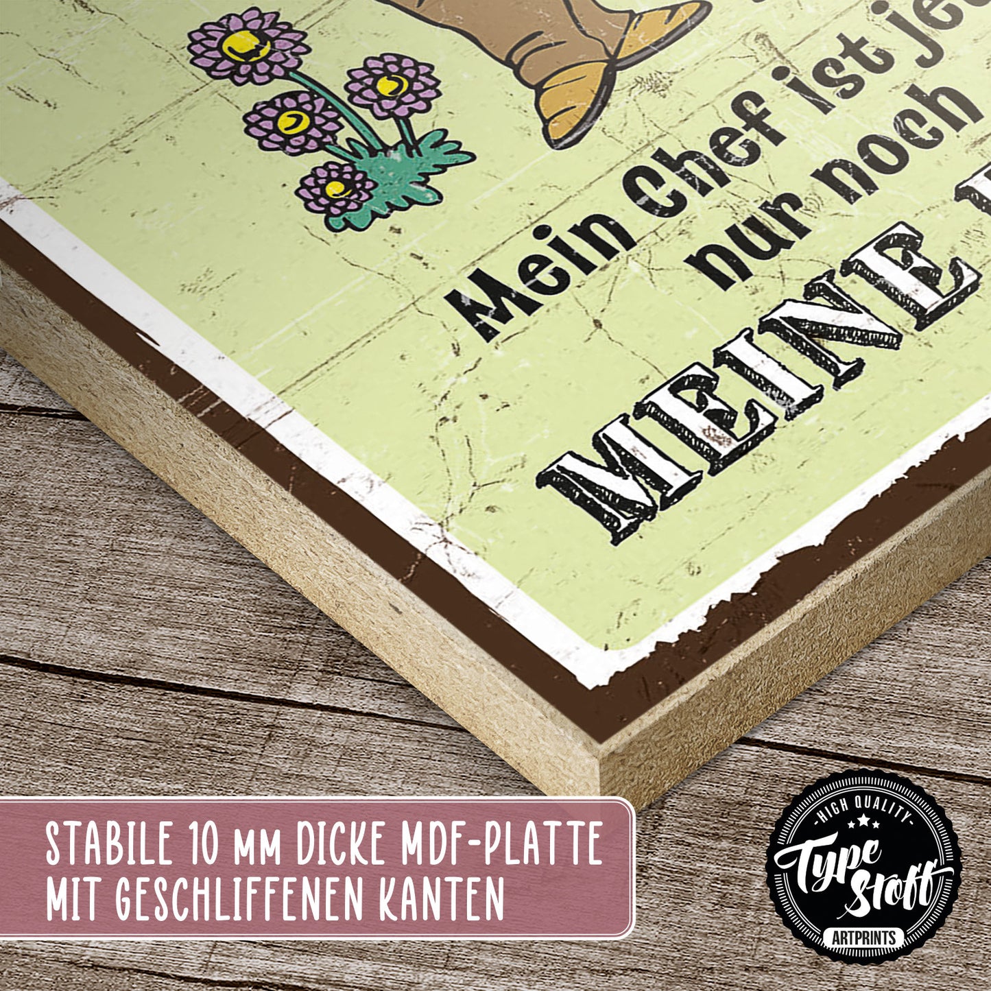 Holzschild mit Spruch - Ruhestand - Chef ist meine Frau – HS-GH-00891