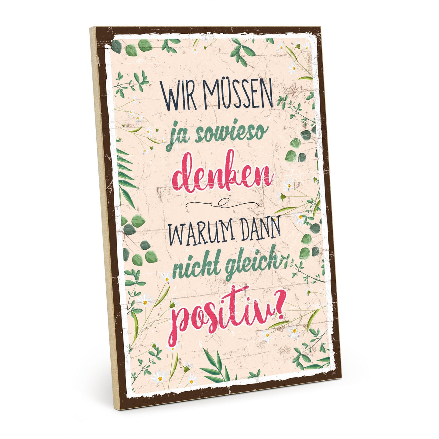 Holzschild mit Spruch - Hygge - Positiv denken – HS-GH-00900