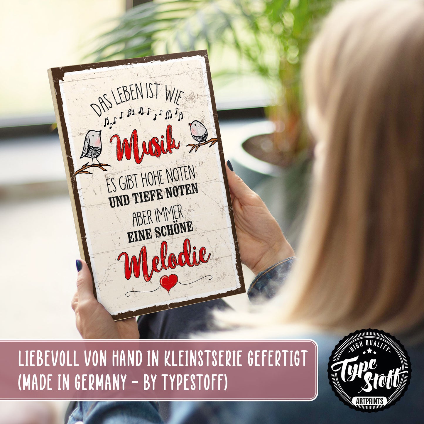 Holzschild mit Spruch - Hygge - Das Leben ist wie Musik – HS-GH-00901
