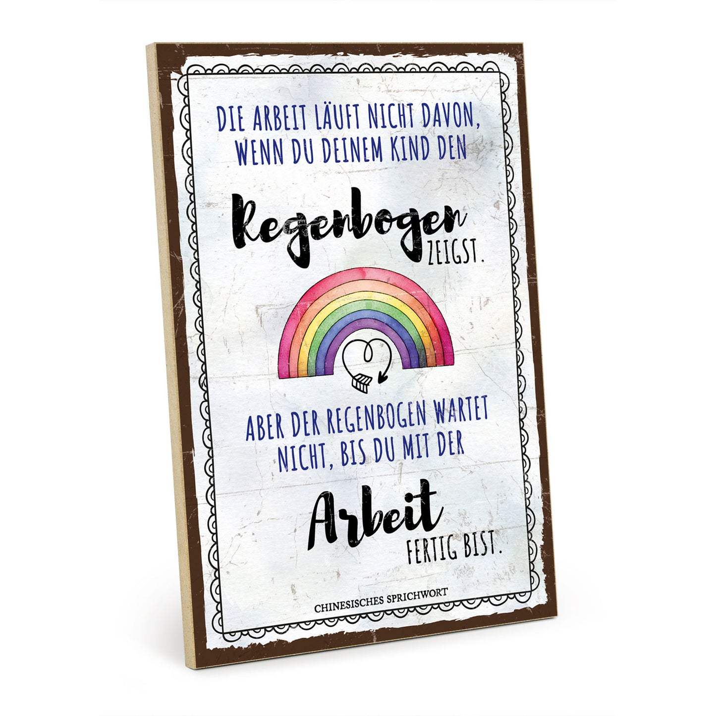 Holzschild mit Spruch - Kind Regenbogen zeigen – HS-GH-00906