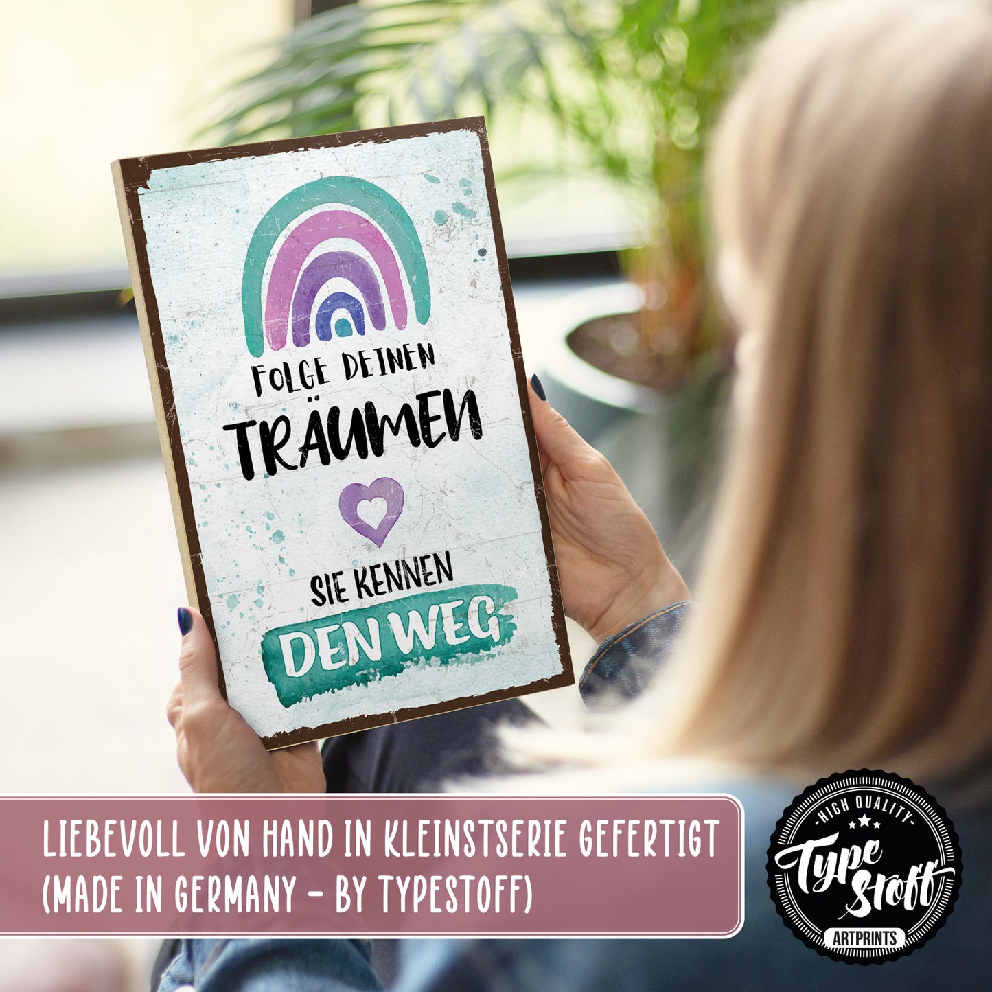 Holzschild mit Spruch - Motivation - Folge deinen Träumen – HS-GH-00908