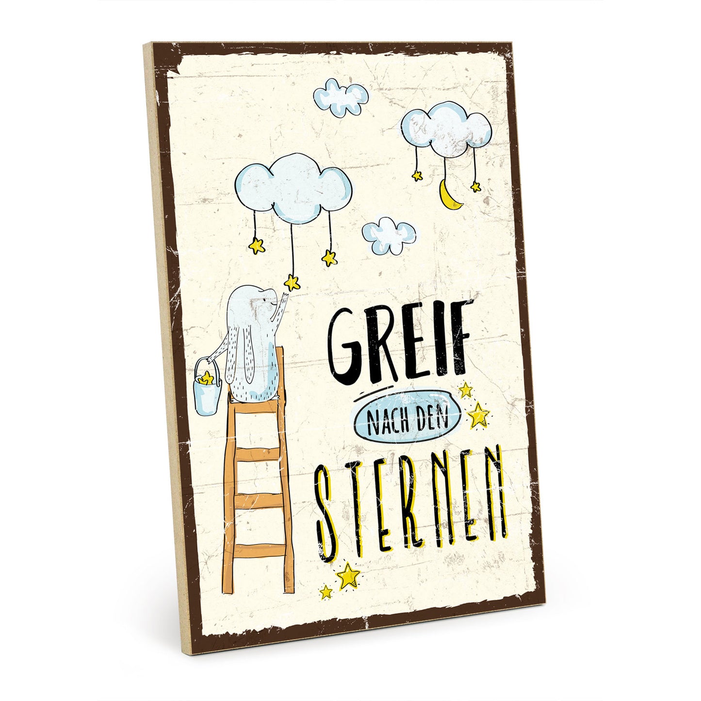 Holzschild mit Spruch - Motivation - greif nach den Sternen – HS-GH-00953