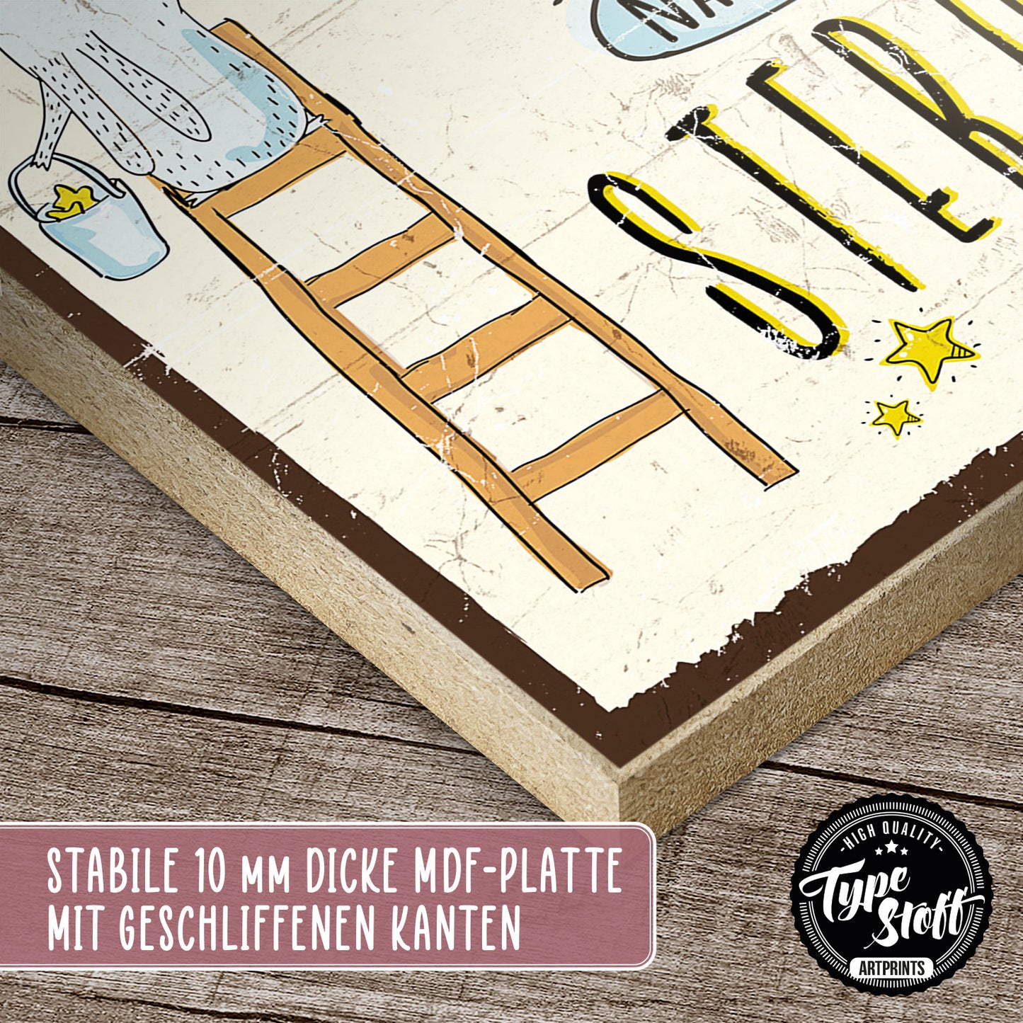 Holzschild mit Spruch - Motivation - greif nach den Sternen – HS-GH-00953