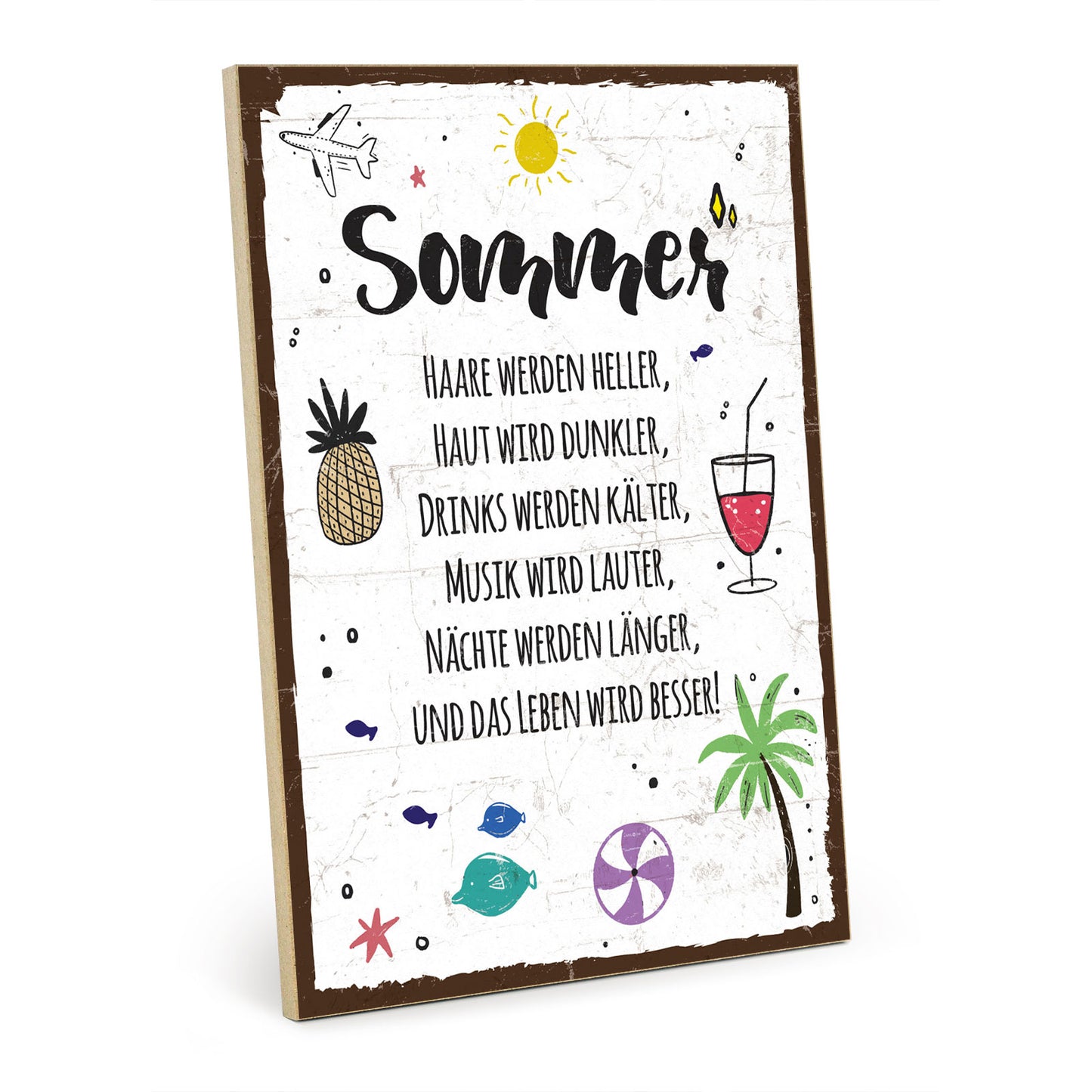 Holzschild mit Spruch - Hygge - Sommer – HS-GH-00959