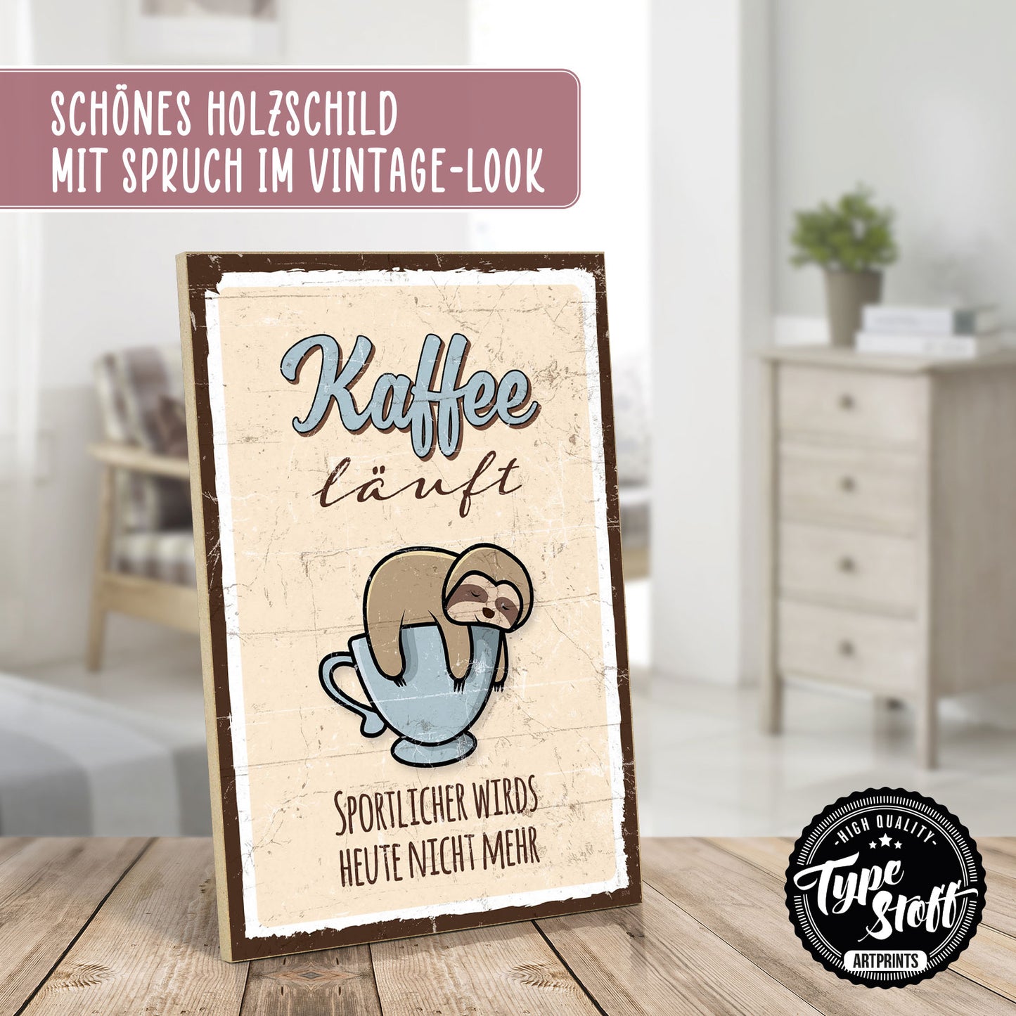 Holzschild mit Spruch - Kaffee - Sport – HS-GH-00974