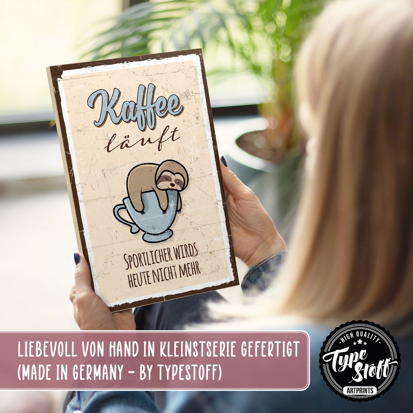 Holzschild mit Spruch - Kaffee - Sport – HS-GH-00974