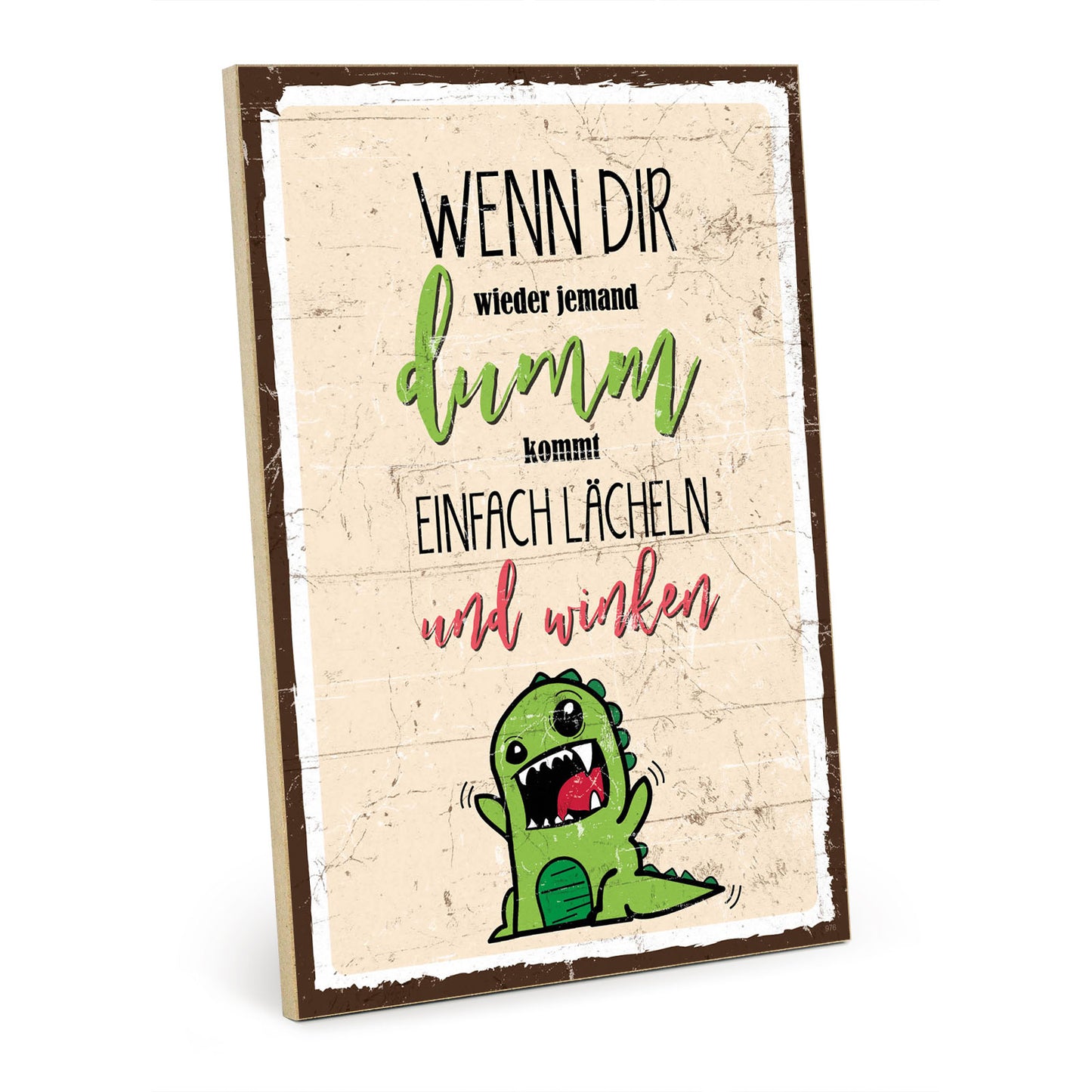 Holzschild mit Spruch - Einfach lächeln und winken – HS-GH-00976