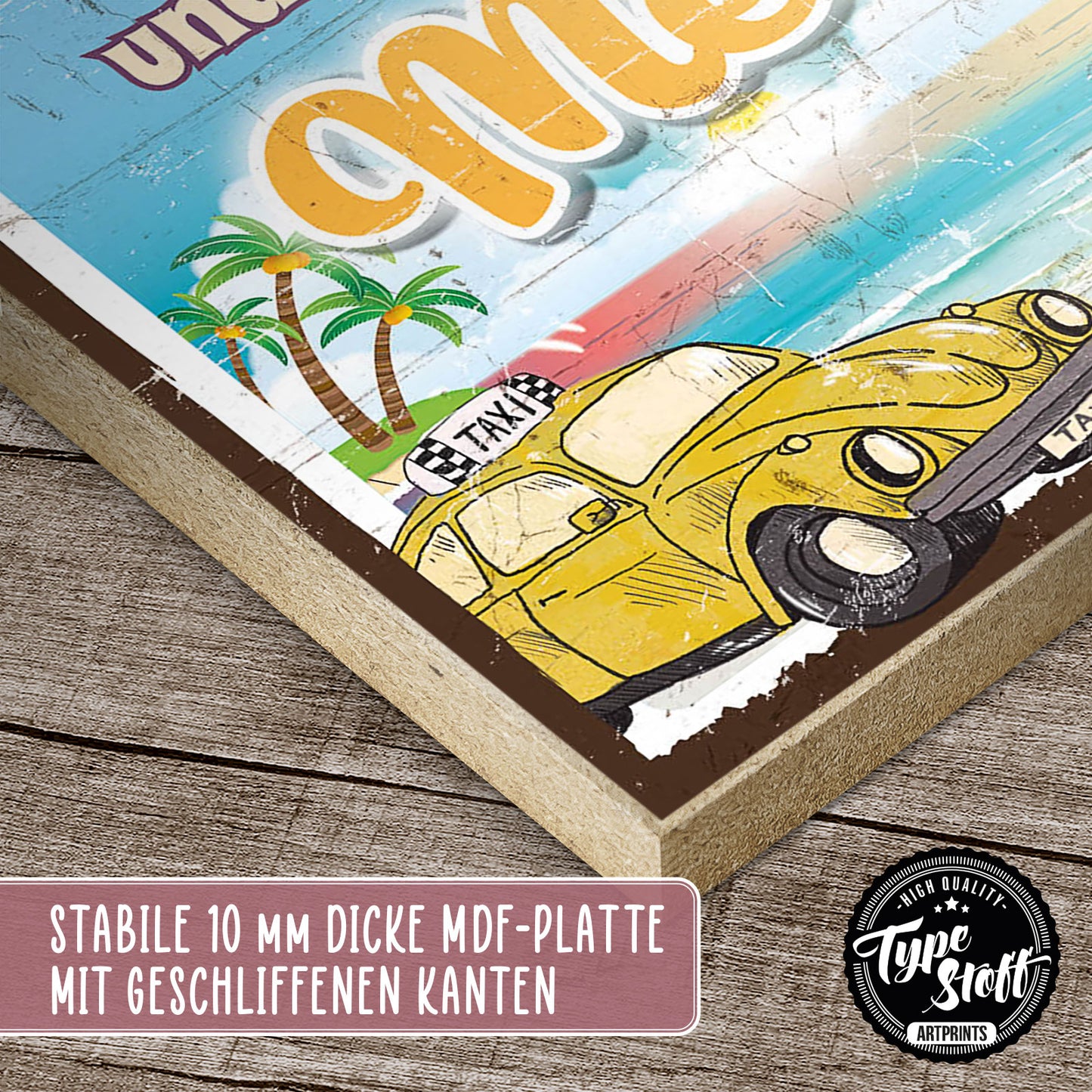 Holzschild mit Spruch - Ein Eis und ein Taxi ans Meer – HS-GH-00977