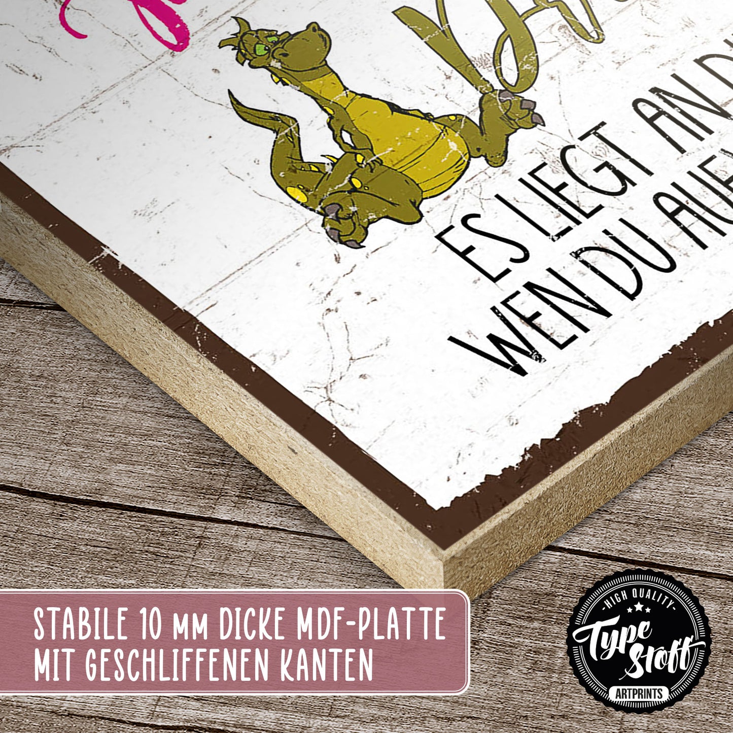 Holzschild mit Spruch - Frau Engel Prinzessin Drachen – HS-GH-00987