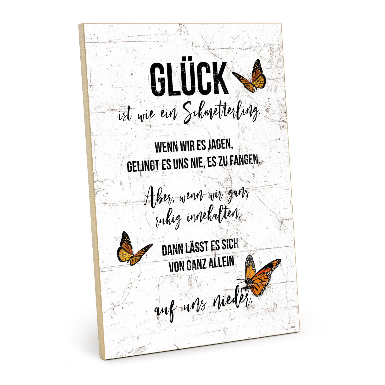 Holzschild mit Spruch Glück ist wie ein Schmetterling HSGH00988