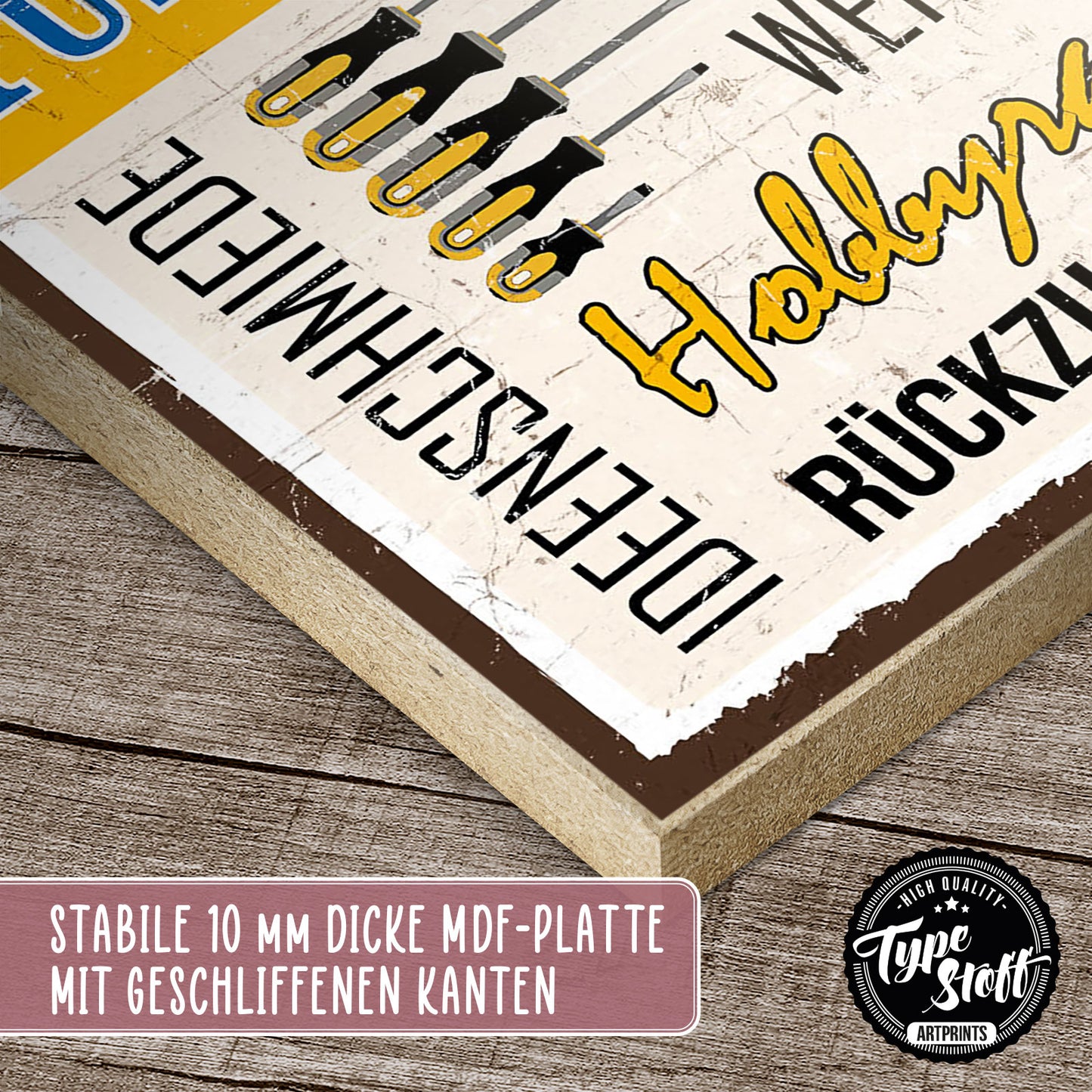 Holzschild mit Spruch - Werkstatt - Tüftelzone – HS-GH-00991