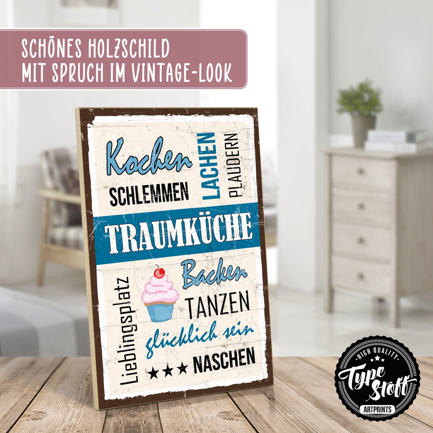 Holzschild mit Spruch - Traum-Küche – HS-GH-00995