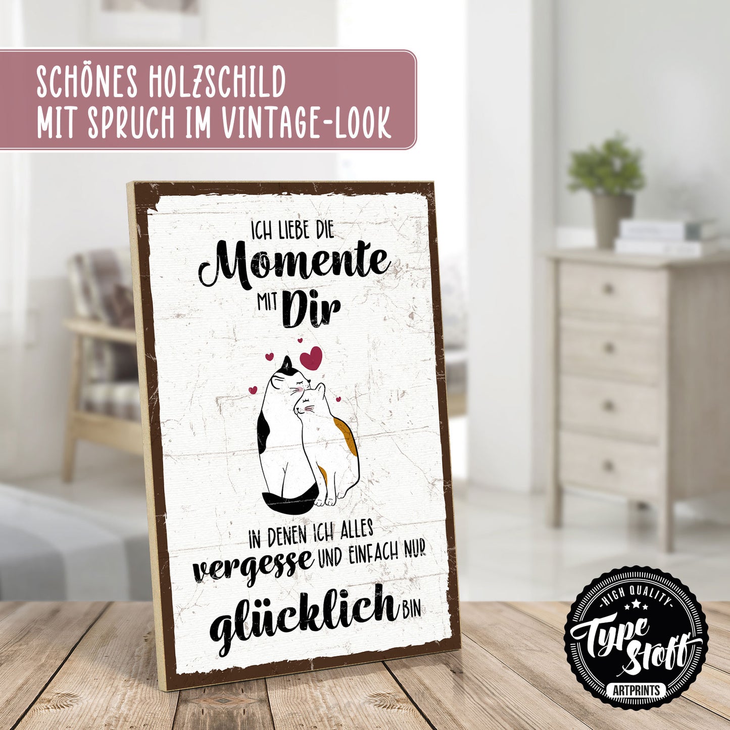 Holzschild mit Spruch - Alles vergessen und glücklich sein – HS-GH-01000