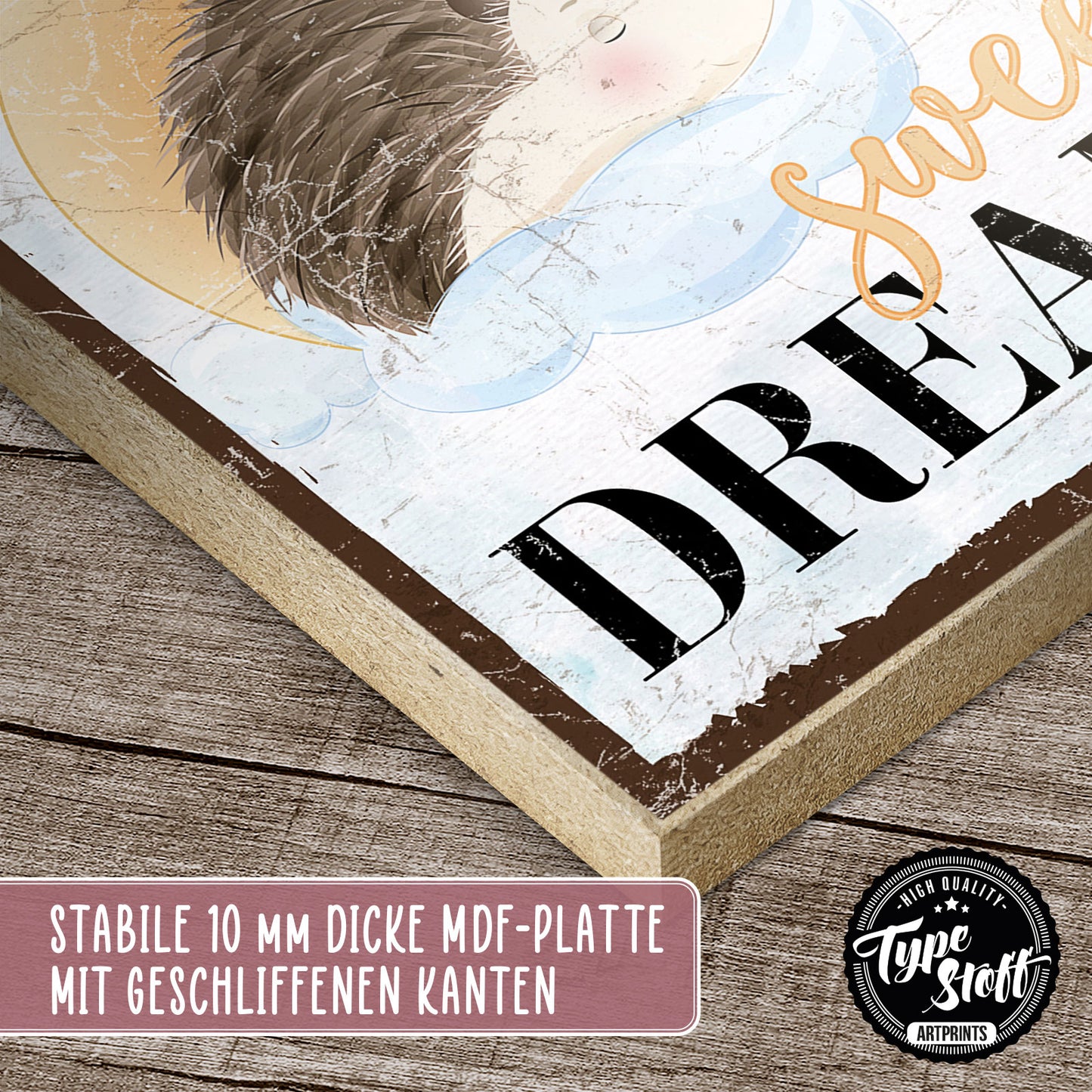 Holzschild mit Spruch - Schlafen - Sweet drams – HS-QN-01004