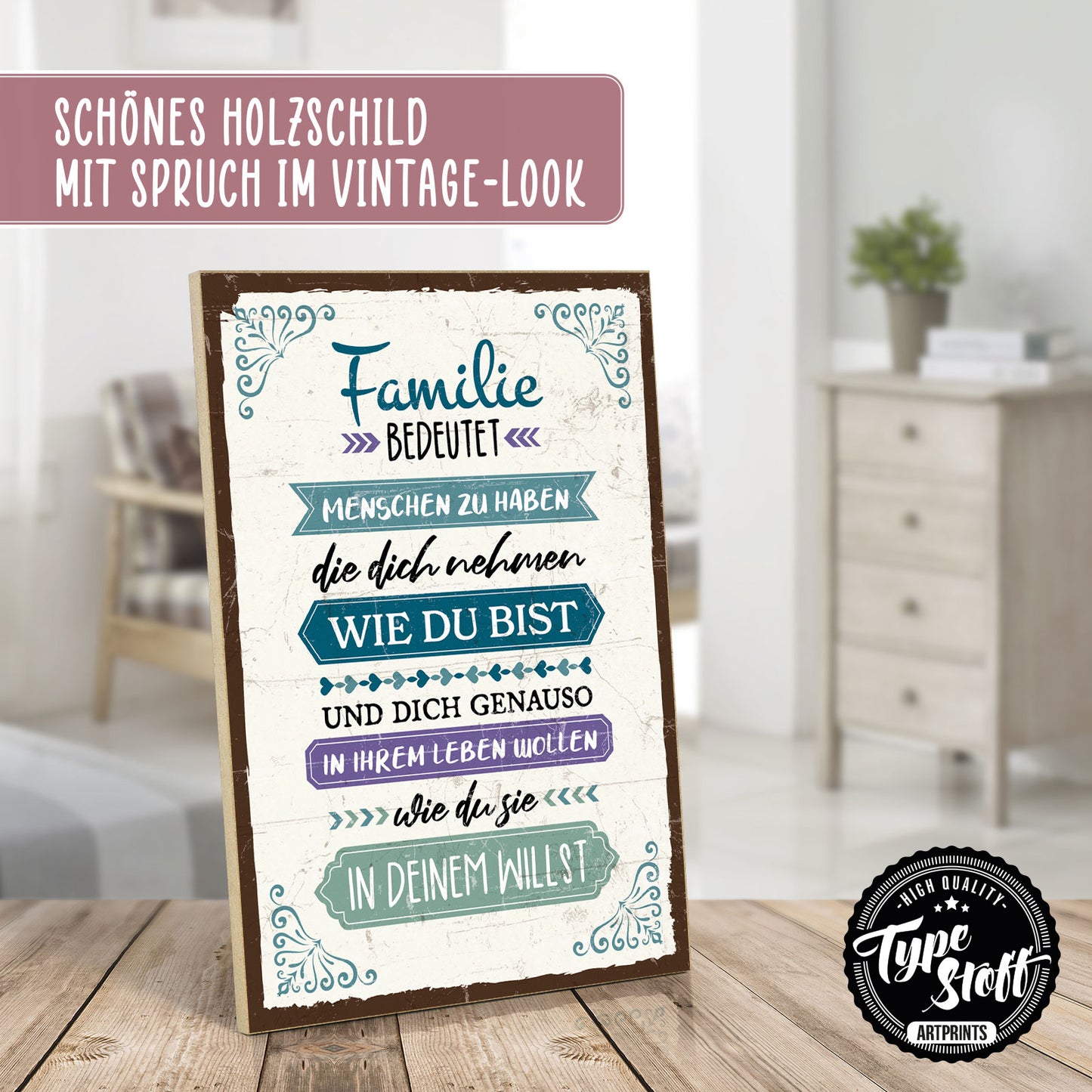 Holzschild mit Spruch - Familie nimmt dich so wie du bist – HS-GH-01011