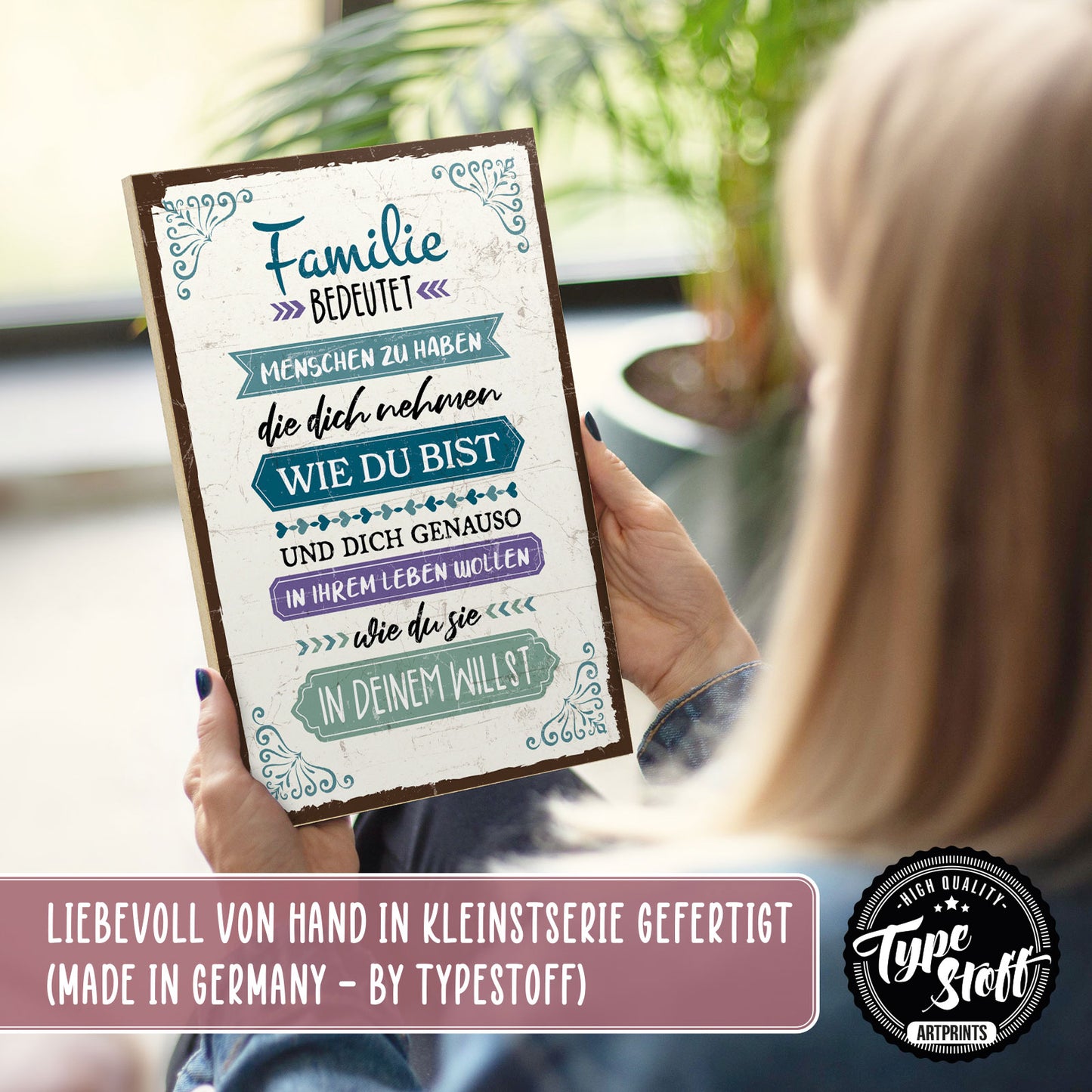 Holzschild mit Spruch - Familie nimmt dich so wie du bist – HS-GH-01011