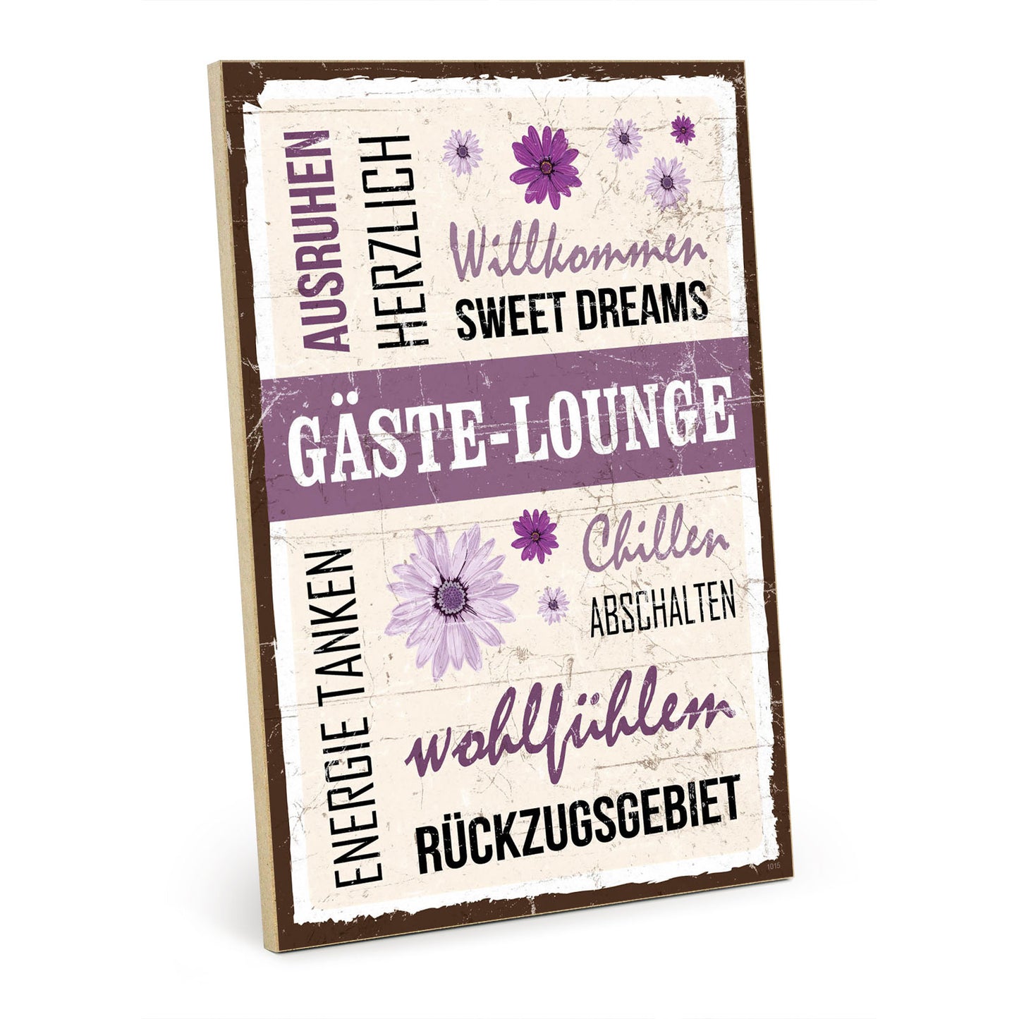 Holzschild mit Spruch - Wohnung - Gäste Lounge – HS-GH-01015