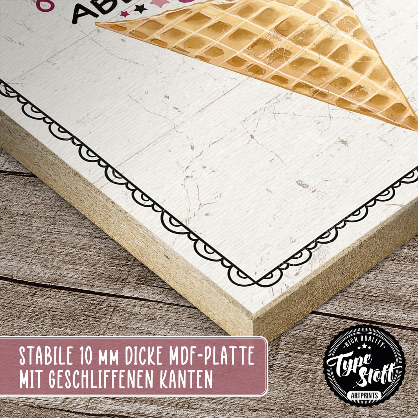 Holzschild mit Spruch - Leben ohne Eis-machbar aber sinnlos – HS-GH-01019