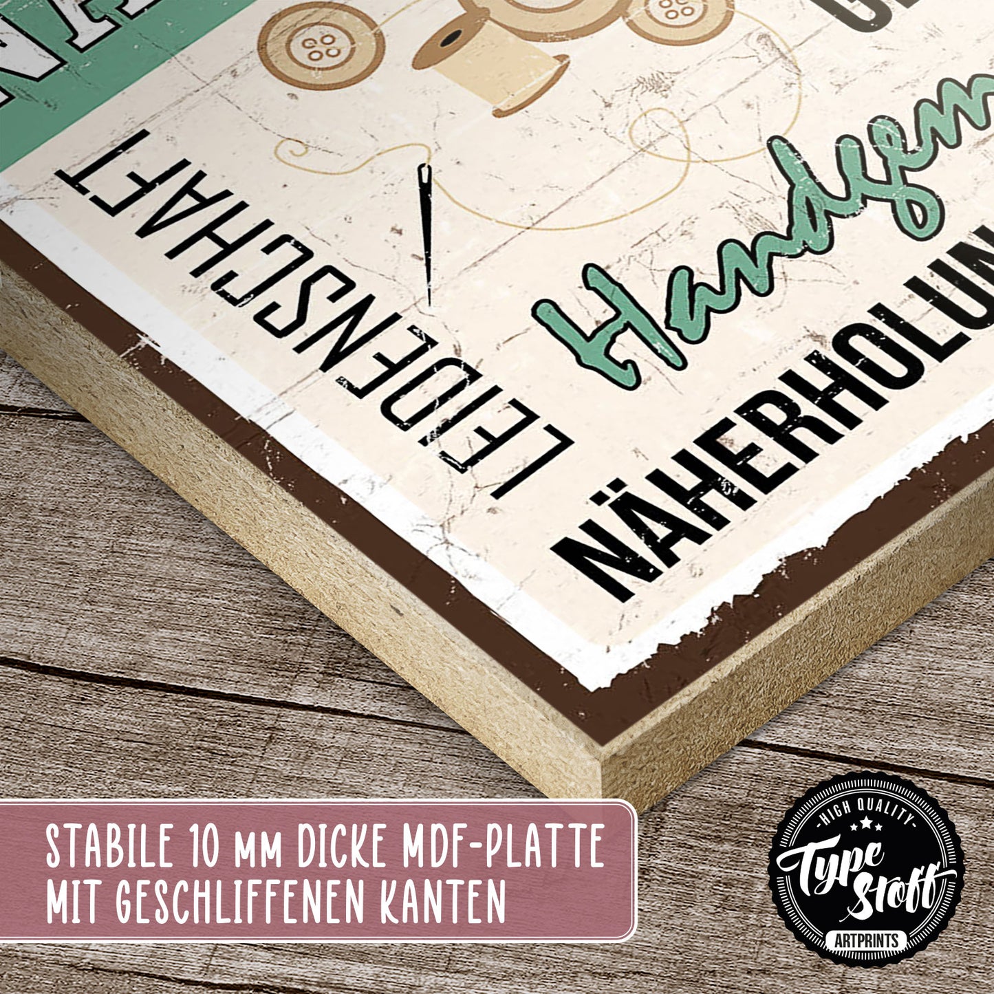 Holzschild mit Spruch - Nähen - Nähstube – HS-GH-01022