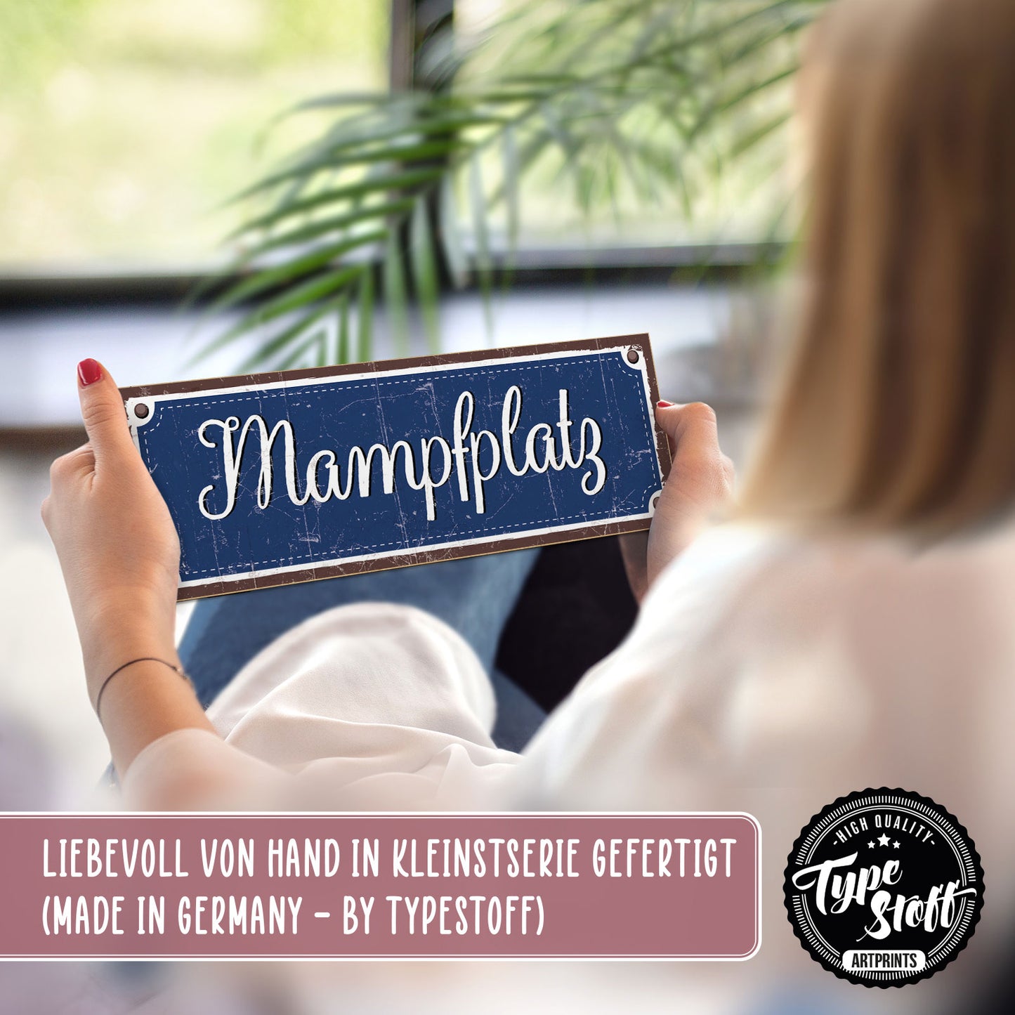 Holzschild mit Spruch - Futterstelle - Mampfplatz – HS-KQ-01027