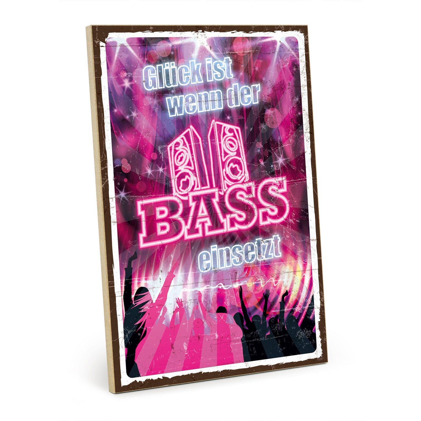 Holzschild mit Spruch - Musik - Glück - Bass – HS-GH-01038