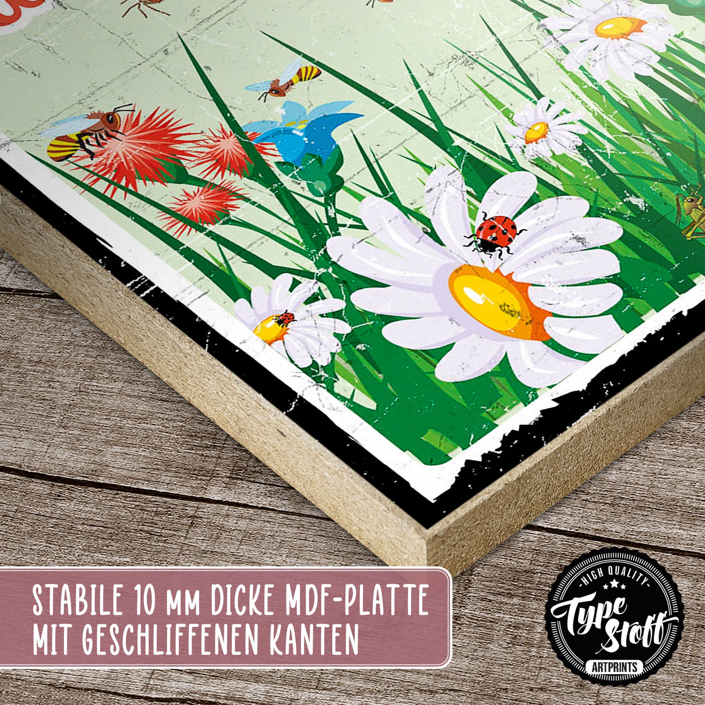 Holzschild mit Spruch - Garten - Wellnessoase für Biene – HS-GH-01039