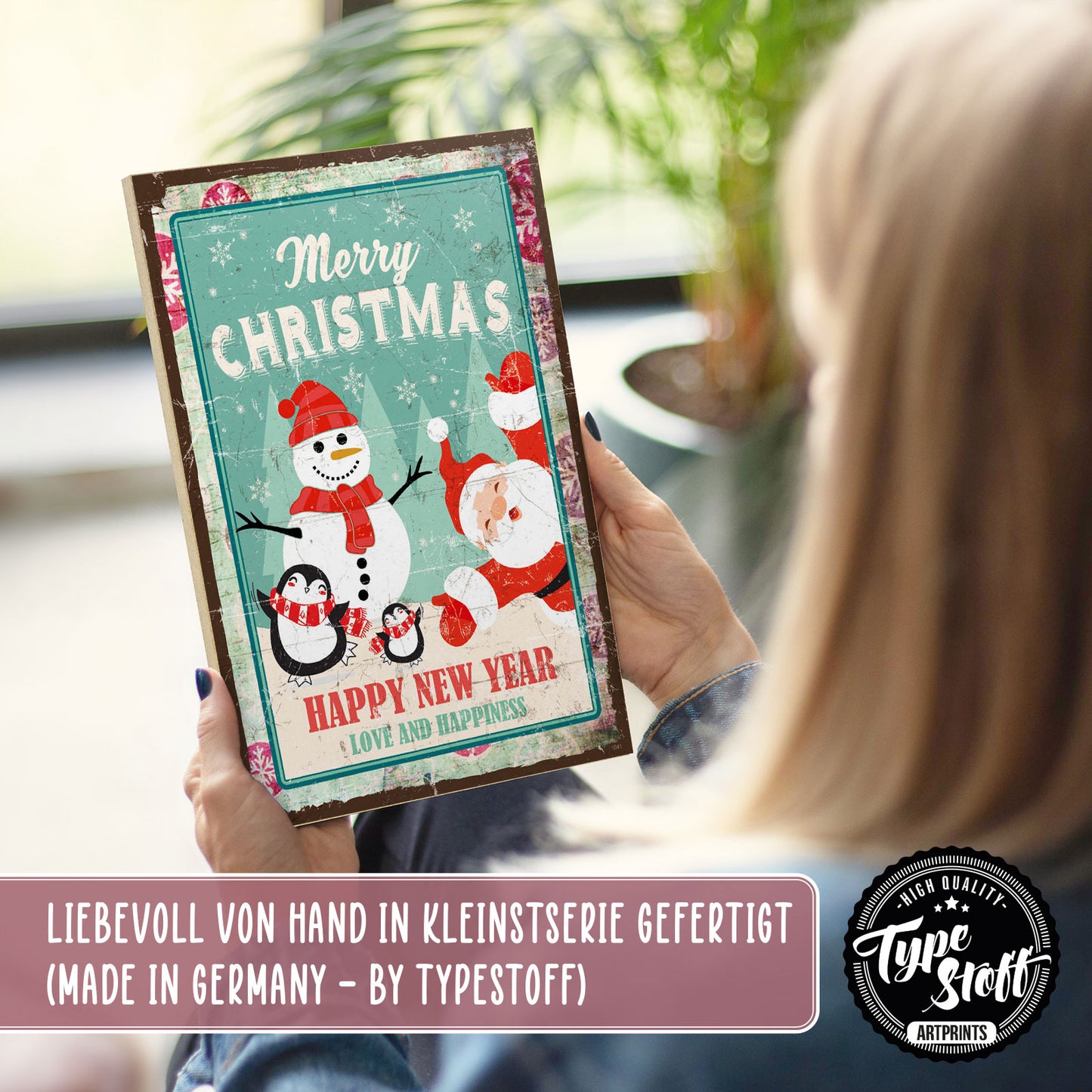 Holzschild mit Spruch - Weihnachten - Merry Christmas – HS-GH-01041